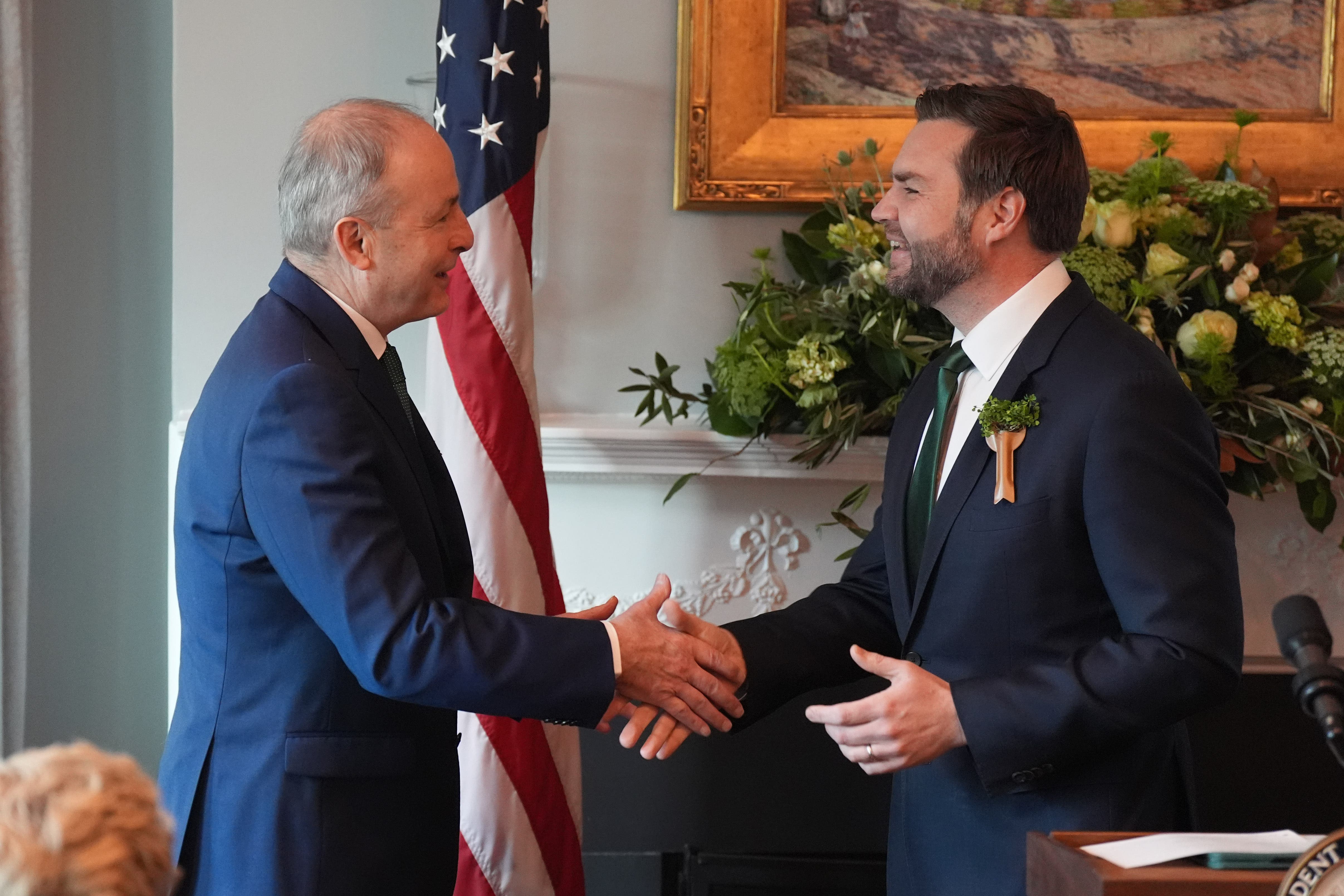 JD Vance greeting Micheal Martin (PA)