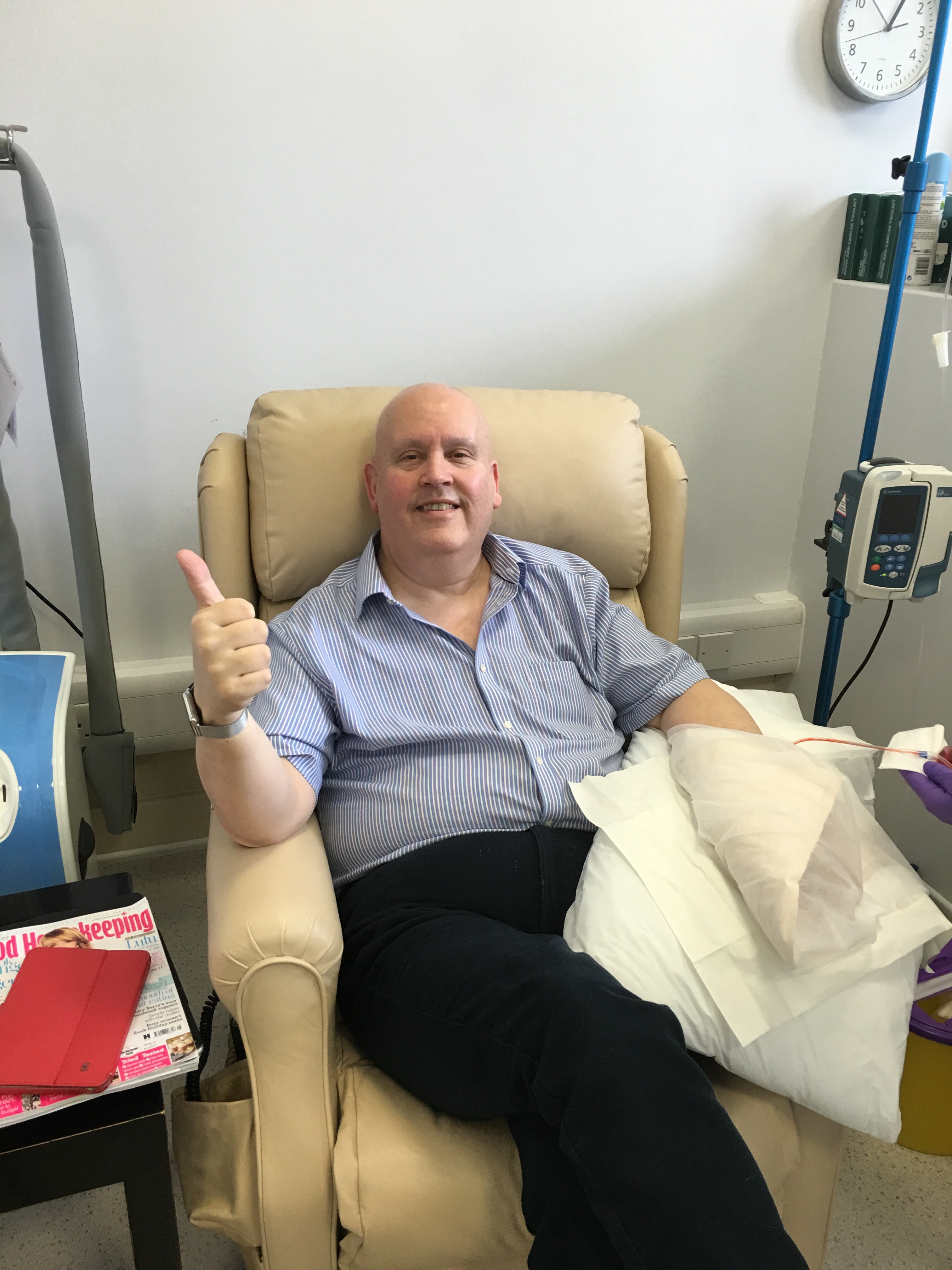 Dave undergoing cancer treatment