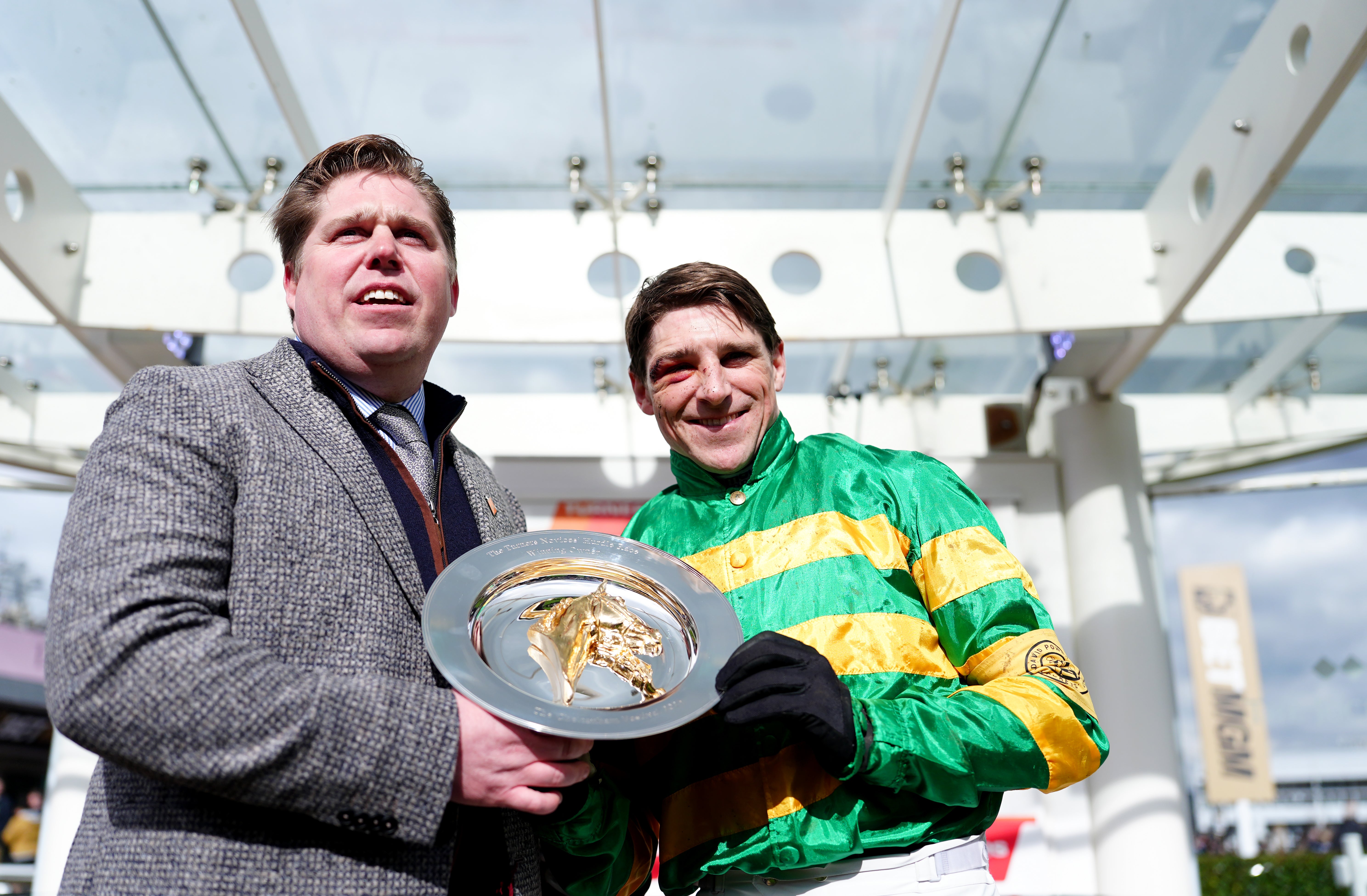 Dan and Harry Skelton unearthed a gem in The New Lion who won the Turners Novices' Hurdle at the start of the day