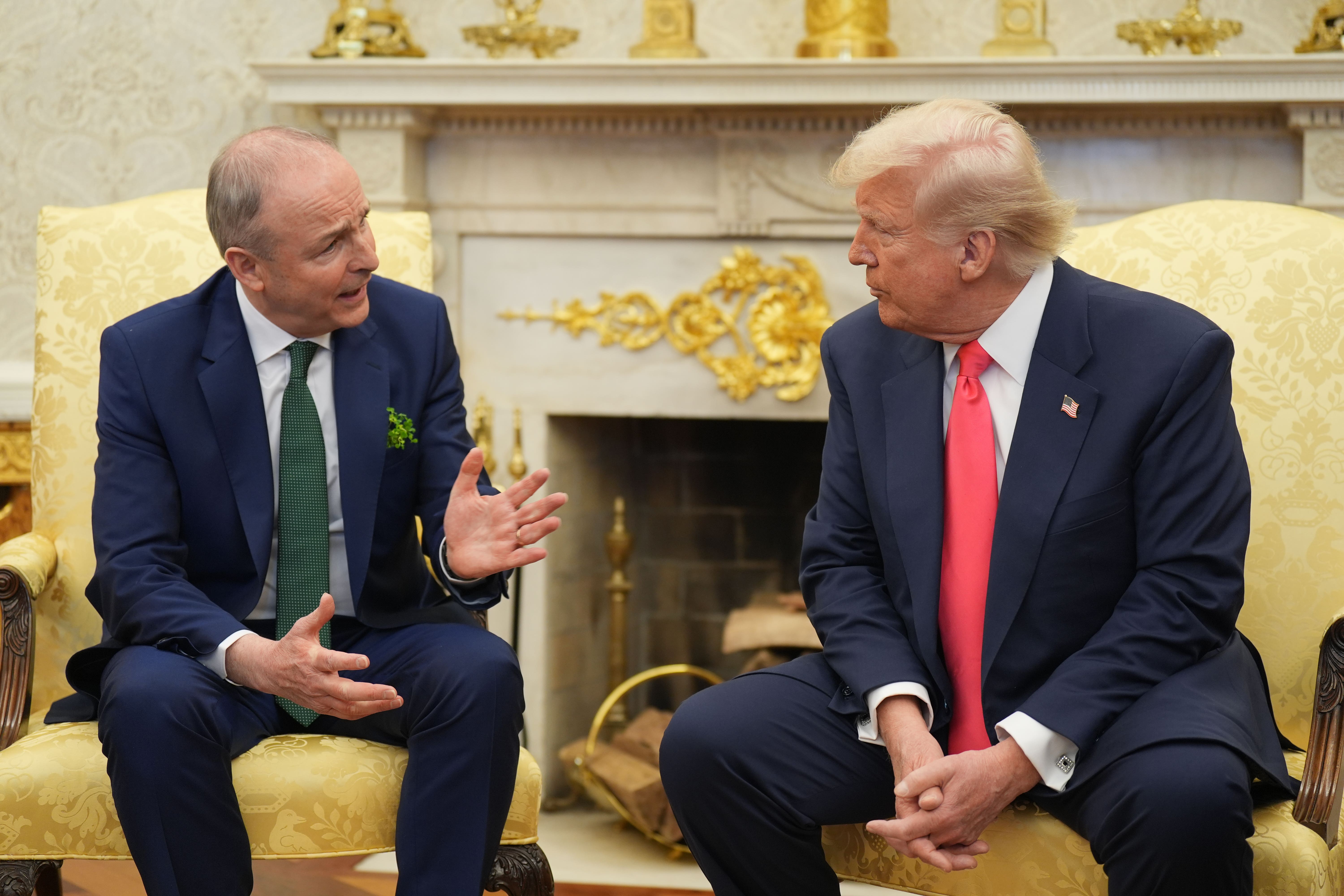 Taoiseach Micheal Martin during a bilateral meeting with US President Donald Trump (Niall Carson/PA)