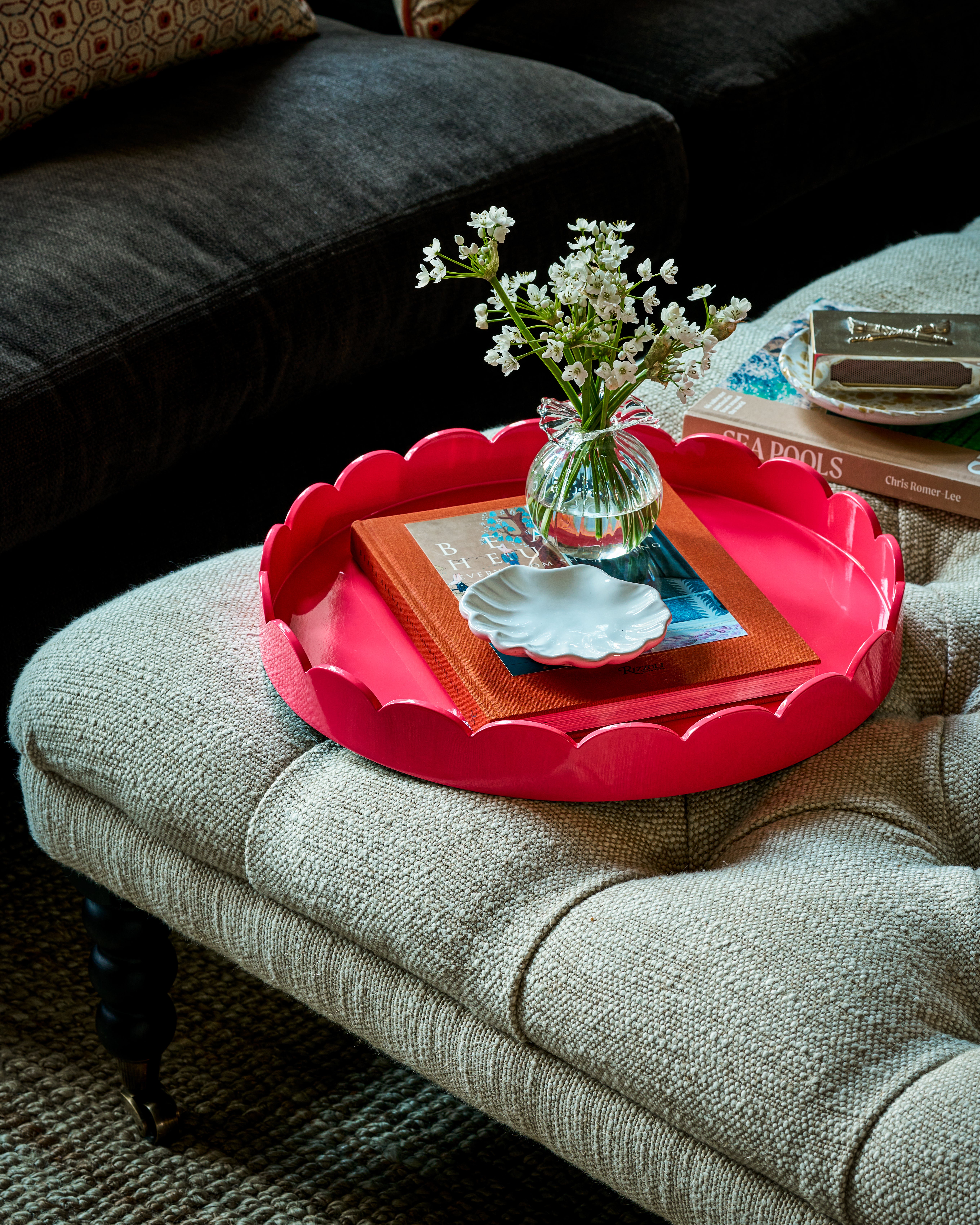 A vibrant tray can introduce colour as well as an organisational element