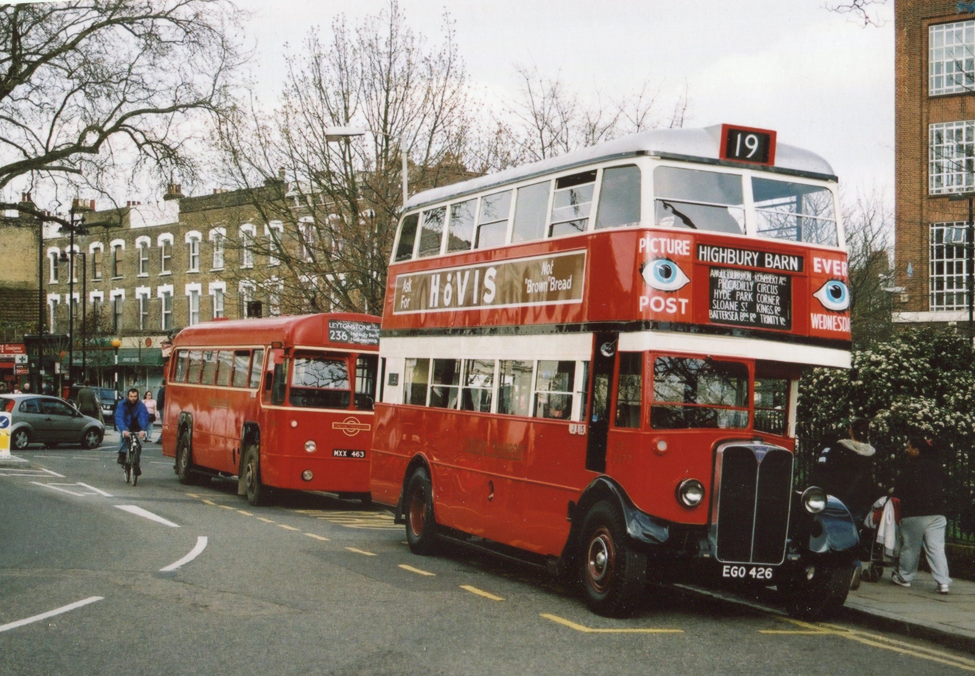 A vintage London bus that was produced in 1937, pictured on the road in 2005
