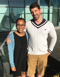 Mason with KMF alumni Mbali Khubeka, who grew up in a shack and is now an investment banker