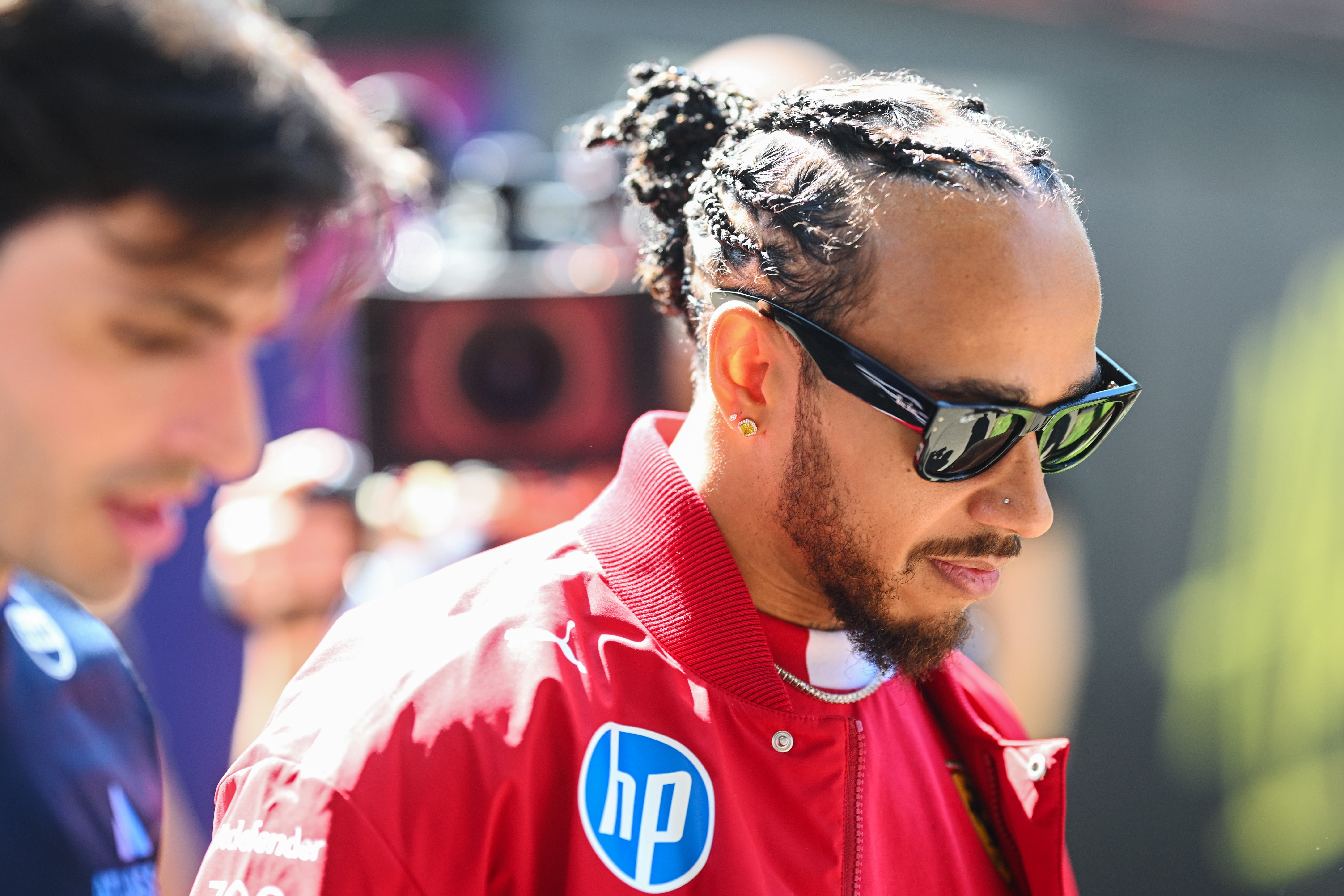 Hamilton chatted to Sainz as they left Thursday’s press conference
