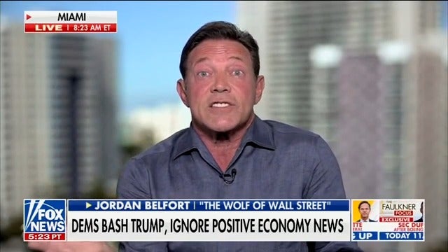 Jordan Belfort praises Elon Musk as a "hero" during a Fox & Friends appearance and vows to purchase a Tesla later in the day.