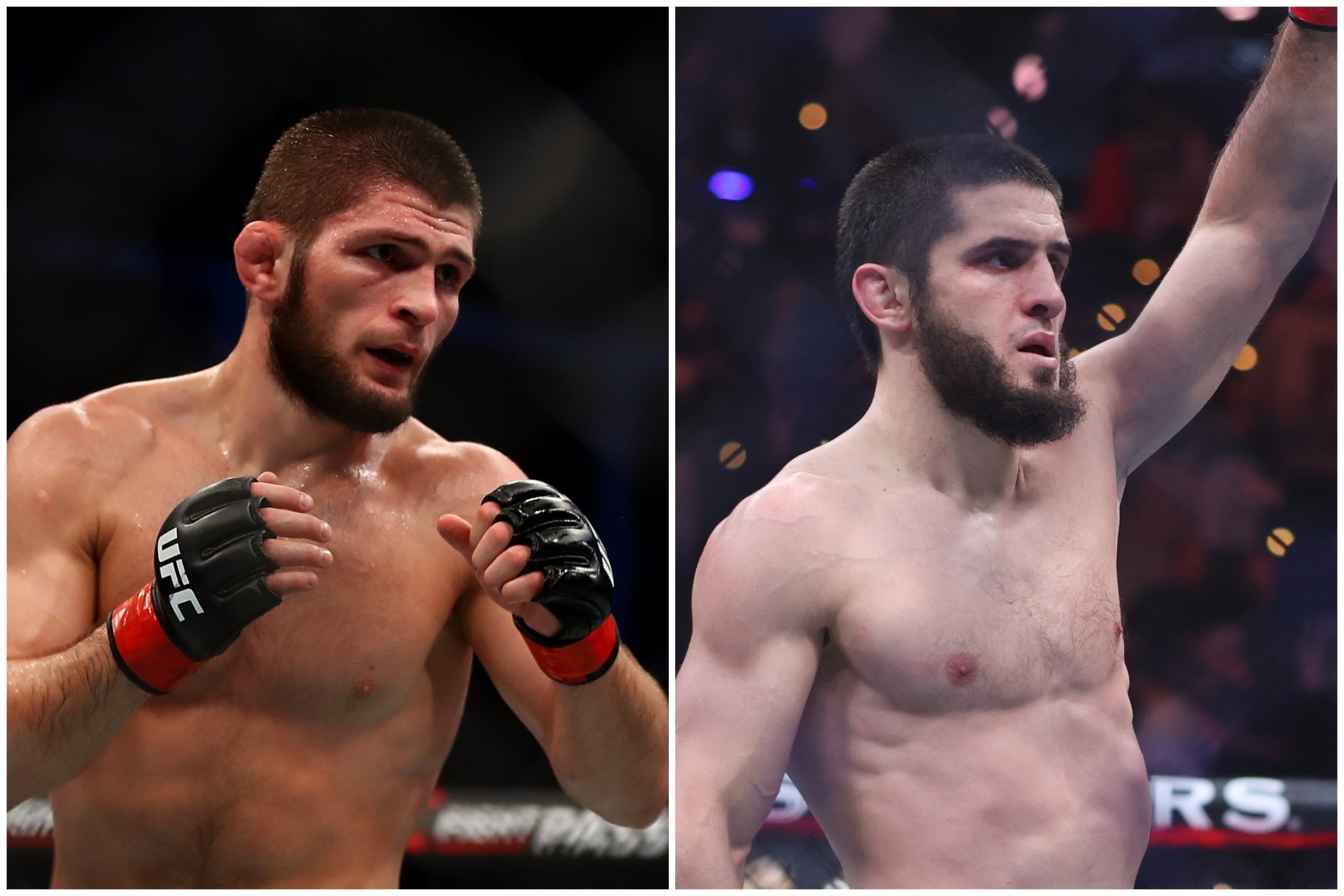 Khabib Nurmagomedov (left) and Islam Makhachev