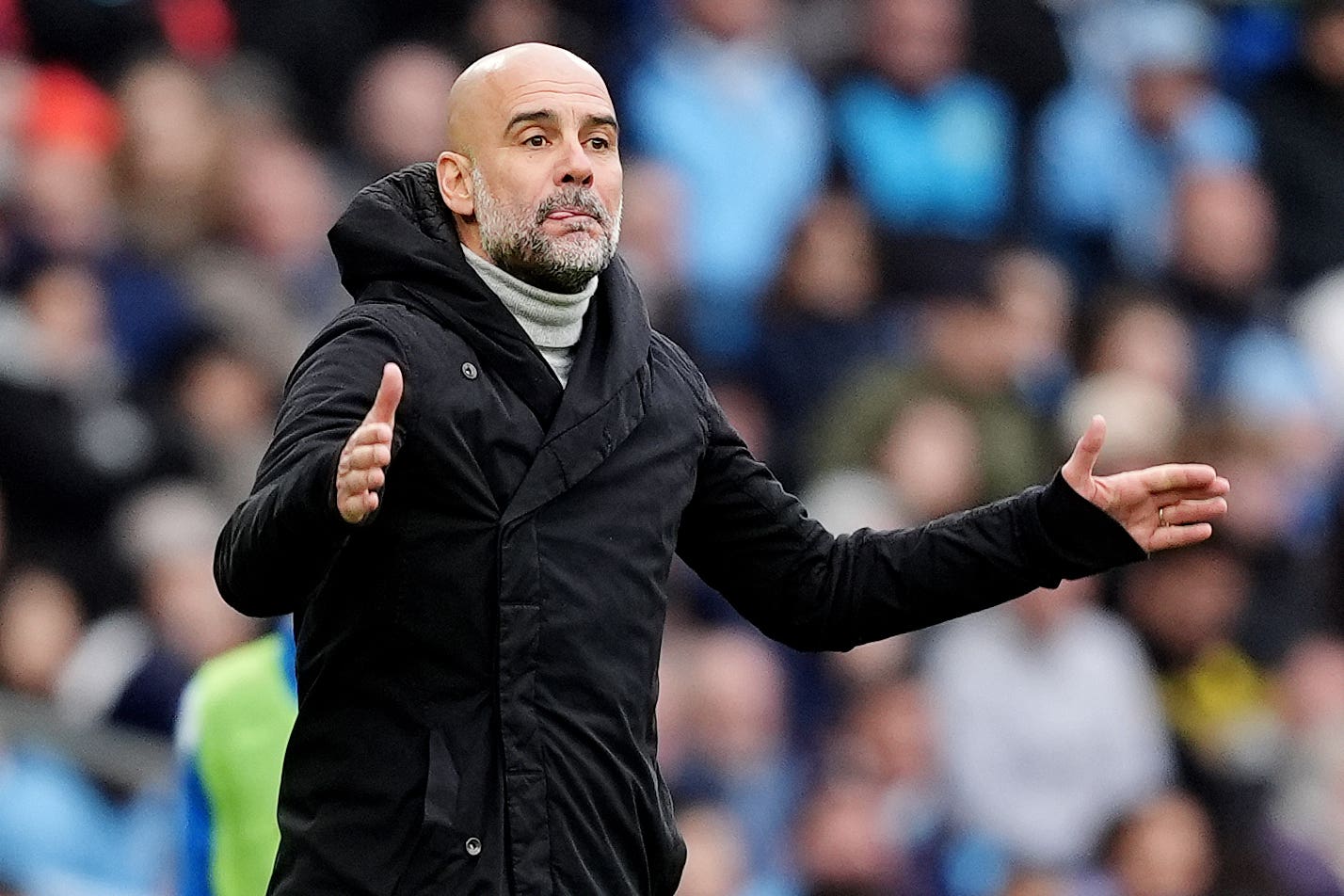 Pep Guardiola says he’s confident Manchester City will finish in the top four (Martin Rickett/PA)