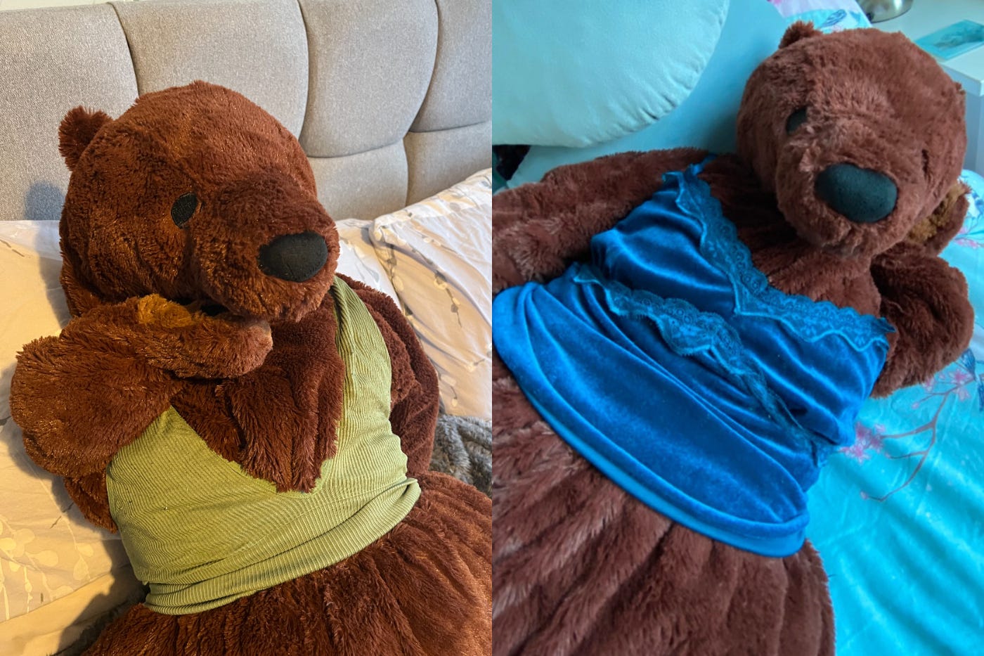 Cara O’Brien has been using a teddy bear to help model her clothes on Vinted (Cara O’Brien/PA)
