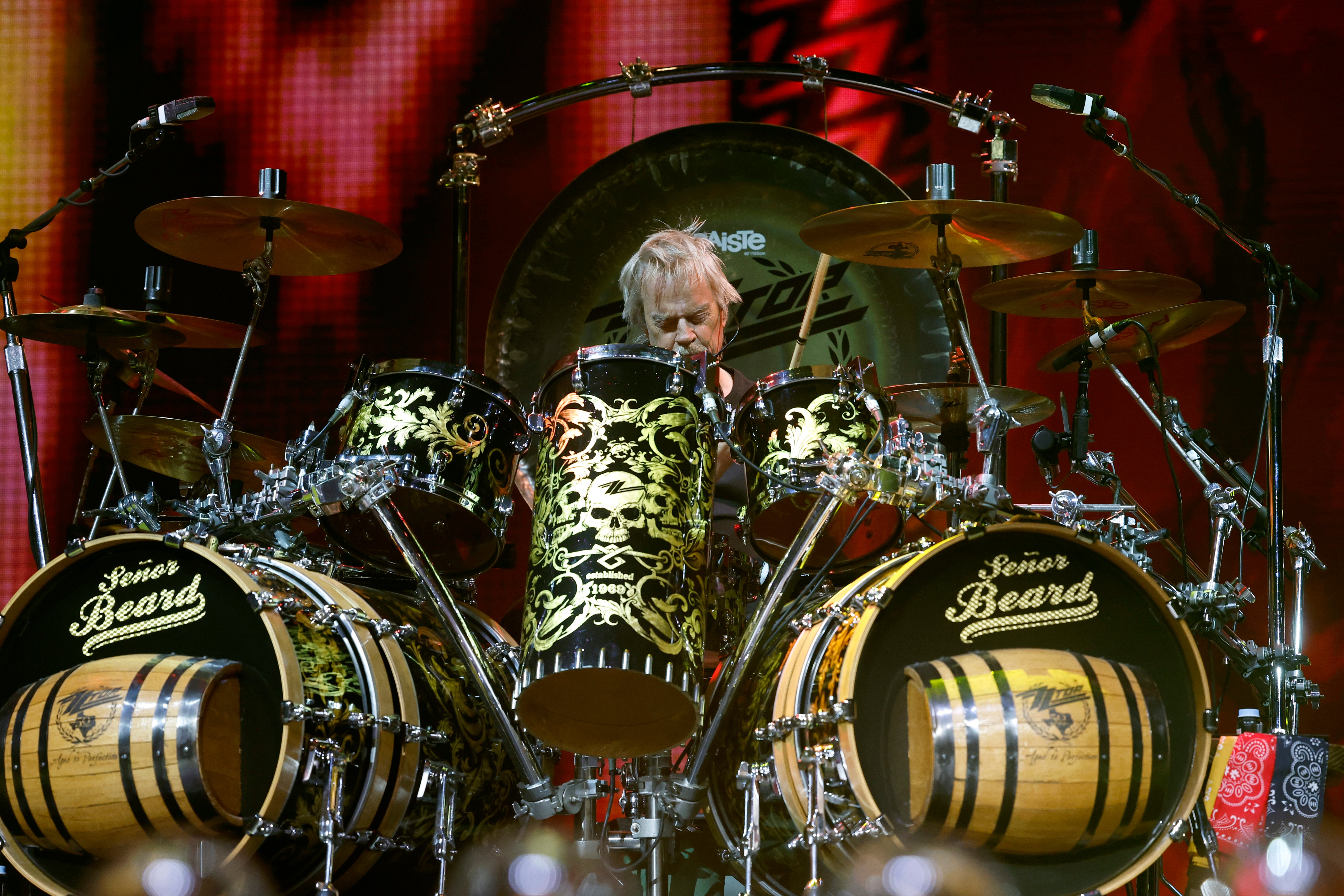 ZZ Top's Frank Beard performing during a show