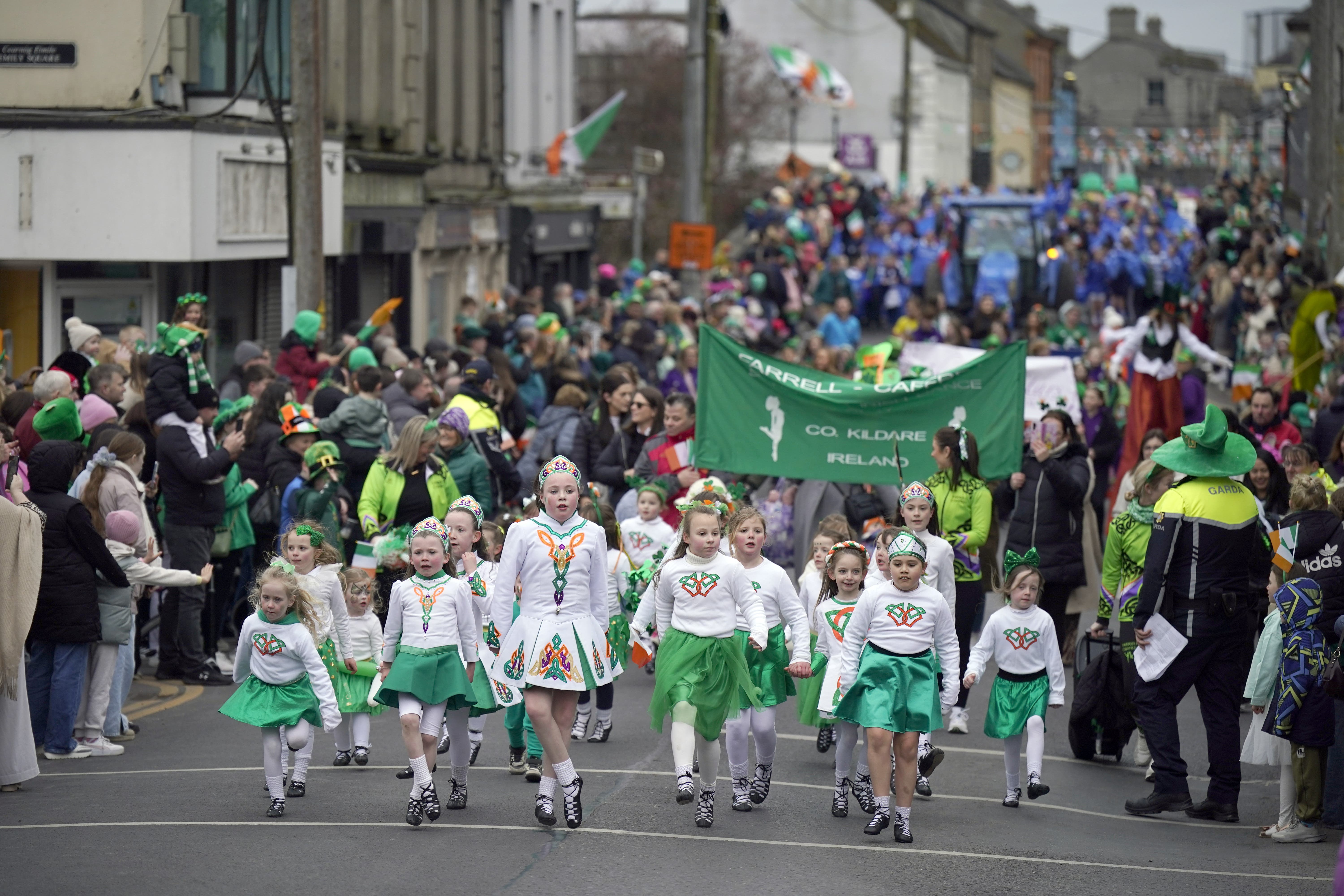 Performers take part in the St Patrick’s Day Parade in Athy, Co Kildare (Niall Carson/PA)
