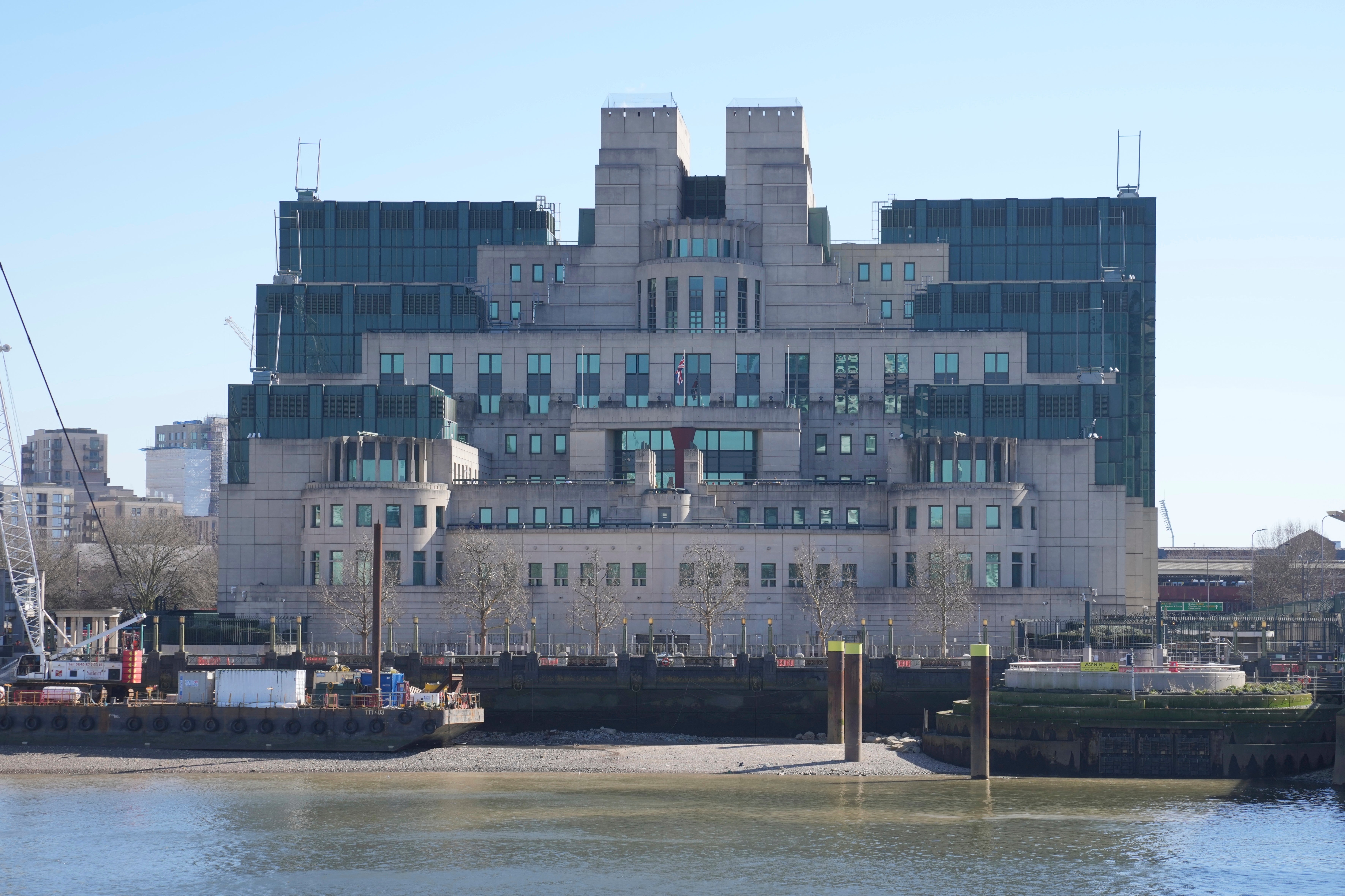 A general view of the headquarters of the Secret Intelligence Service, MI6, in London, Tuesday, March 18, 2025. (AP Photo/Kin Cheung)