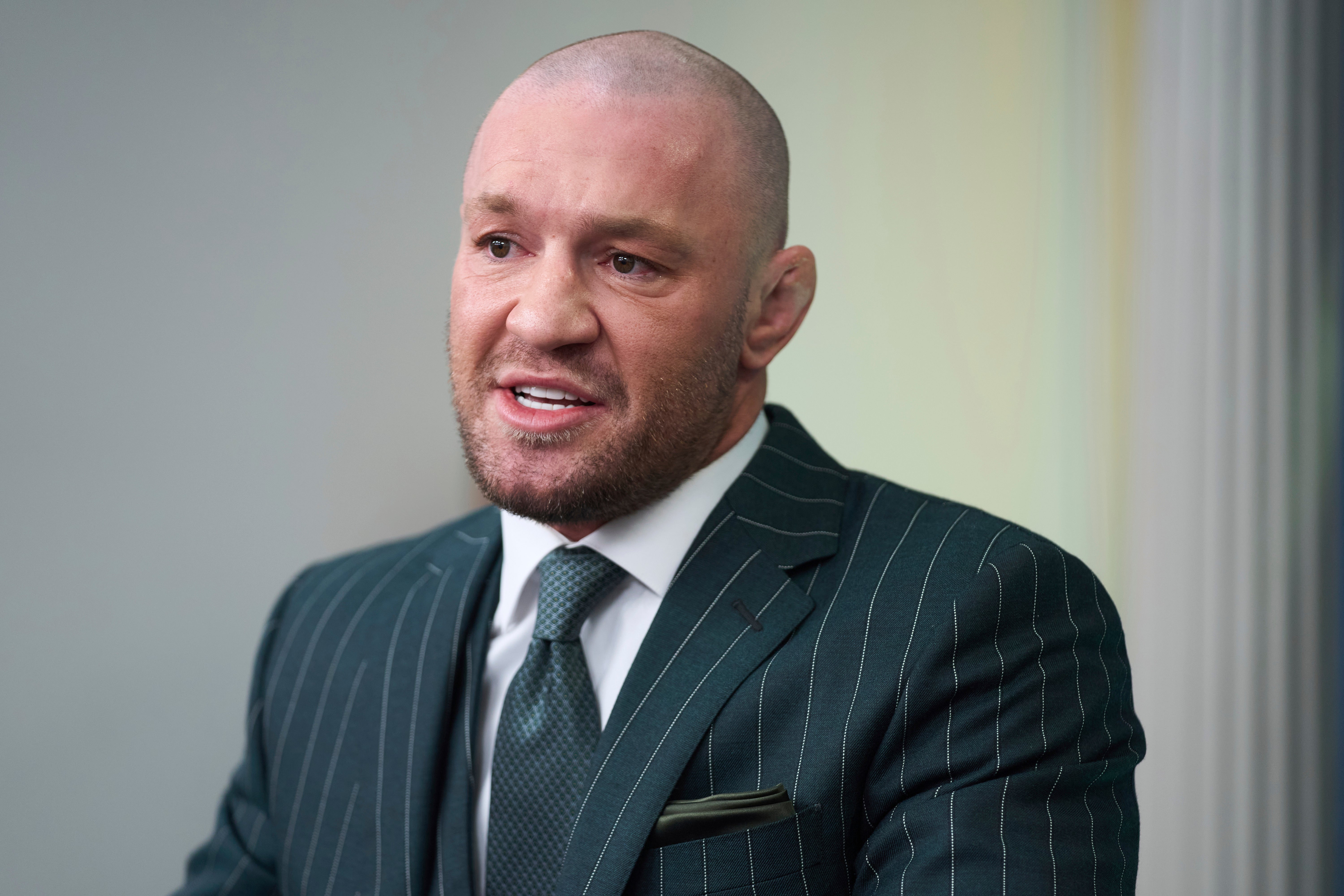 Conor McGregor, pictured in the White House last month, says he sat down with ex-Fox News host Tucker Carlson on Tuesday