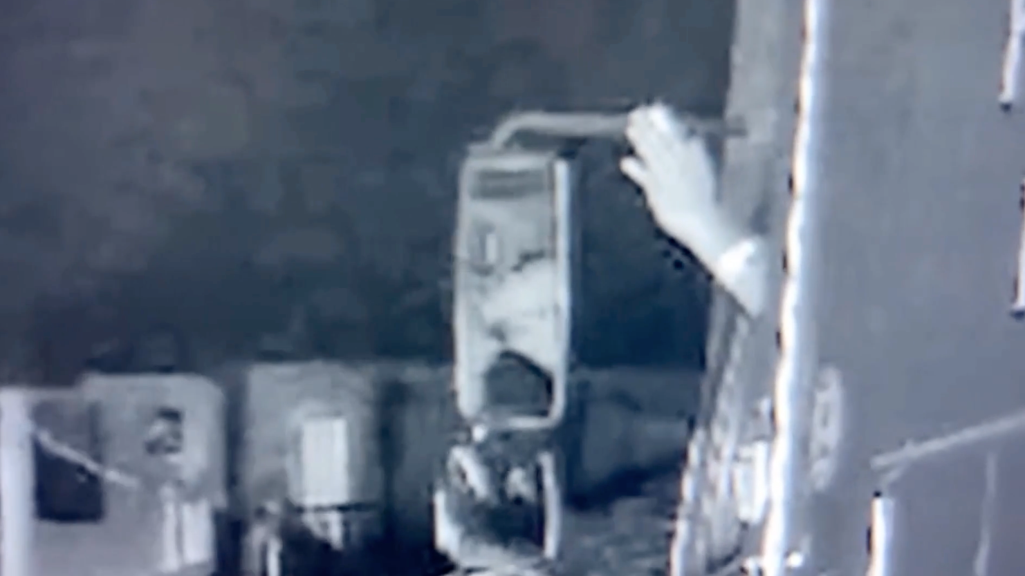 After driving for several miles, he came to a stop at the intersection between South Hubert Avenue and West Empedrado Street in Tampa Bay, where he can be seen on police dash video chugging a drink in the side-view mirror