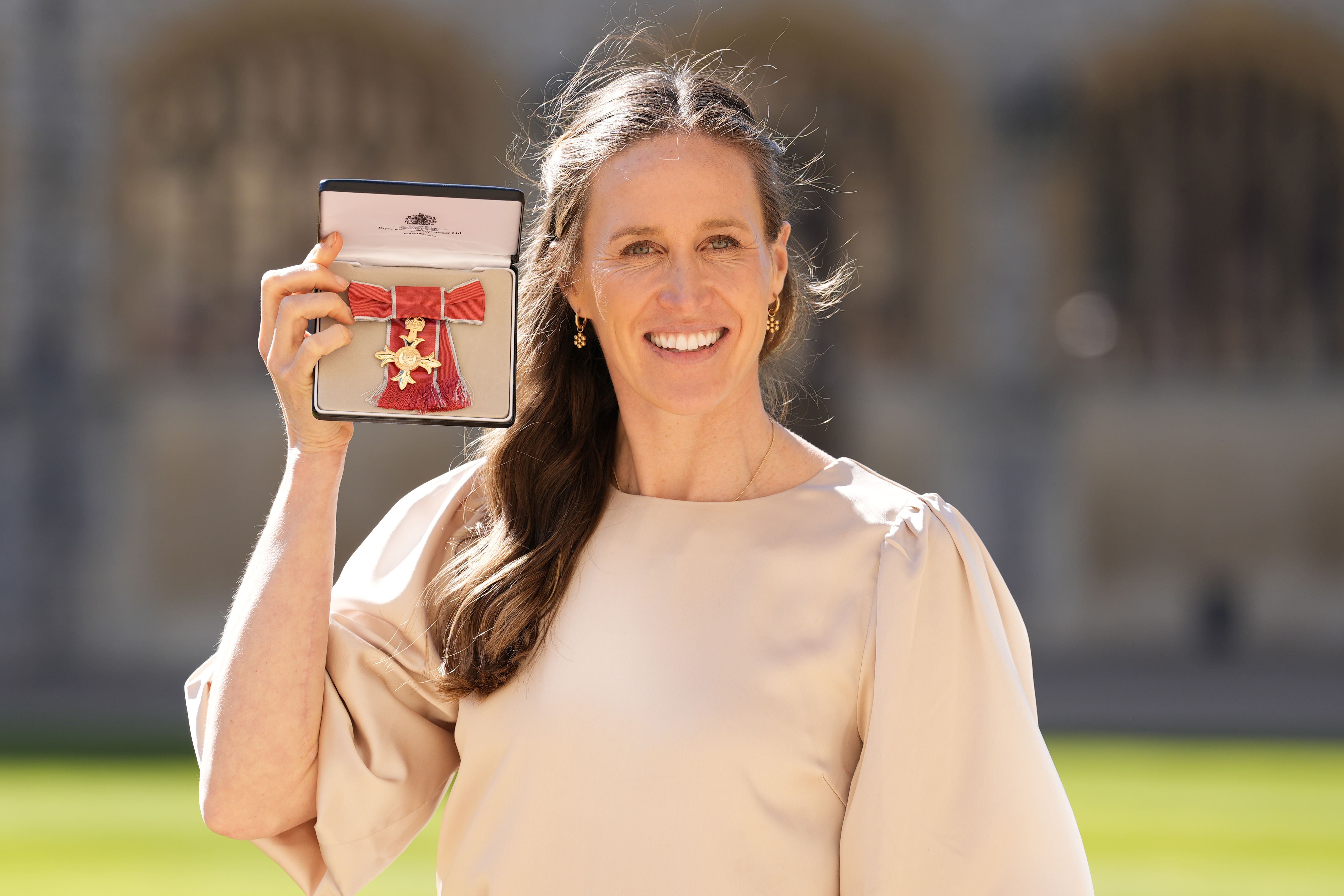Helen Glover, after being made an OBE by the Prince of Wales at Windsor Castle (Andrew Matthews/PA)
