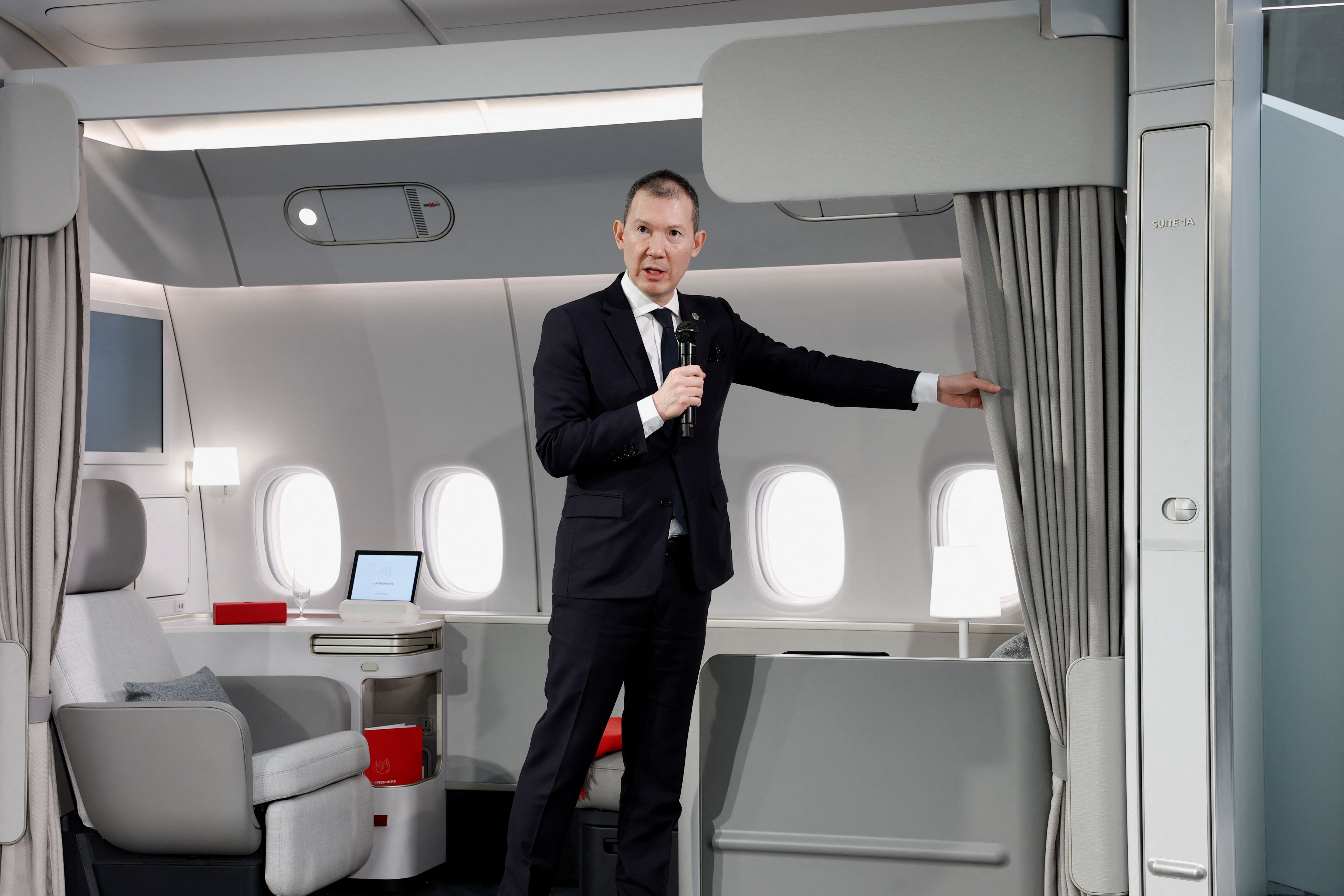 Benjamin Smith, CEO of Air France, attends an event to present the new La Premiere cabin