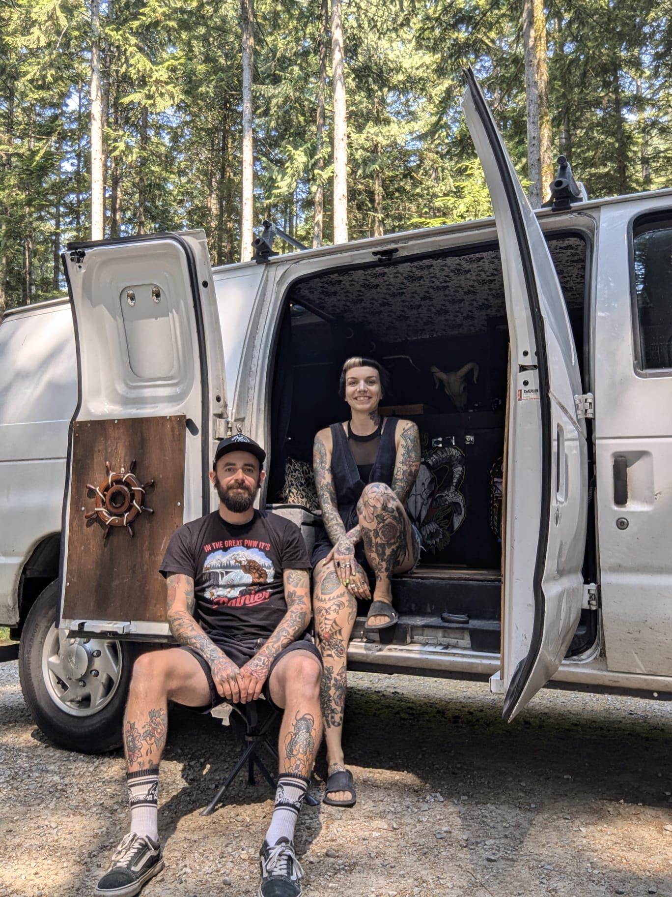 Eloise Gebbie and Rhys Toye with Vaniel Craig in Golden Ears Provincial Park, Canada