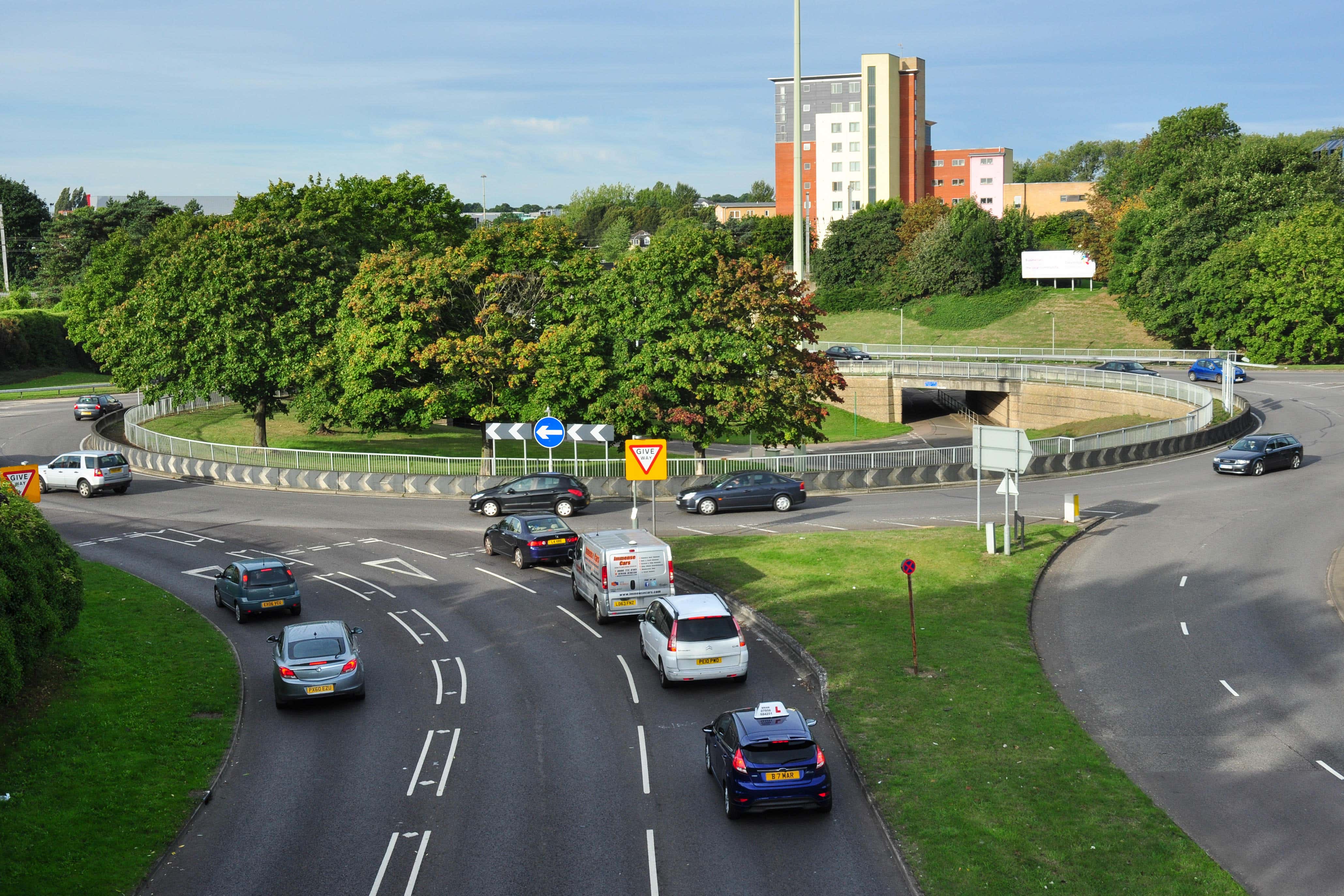 Roundabouts are the most common location for narrowly avoiding crashes, a new survey suggests (Alamy/PA)