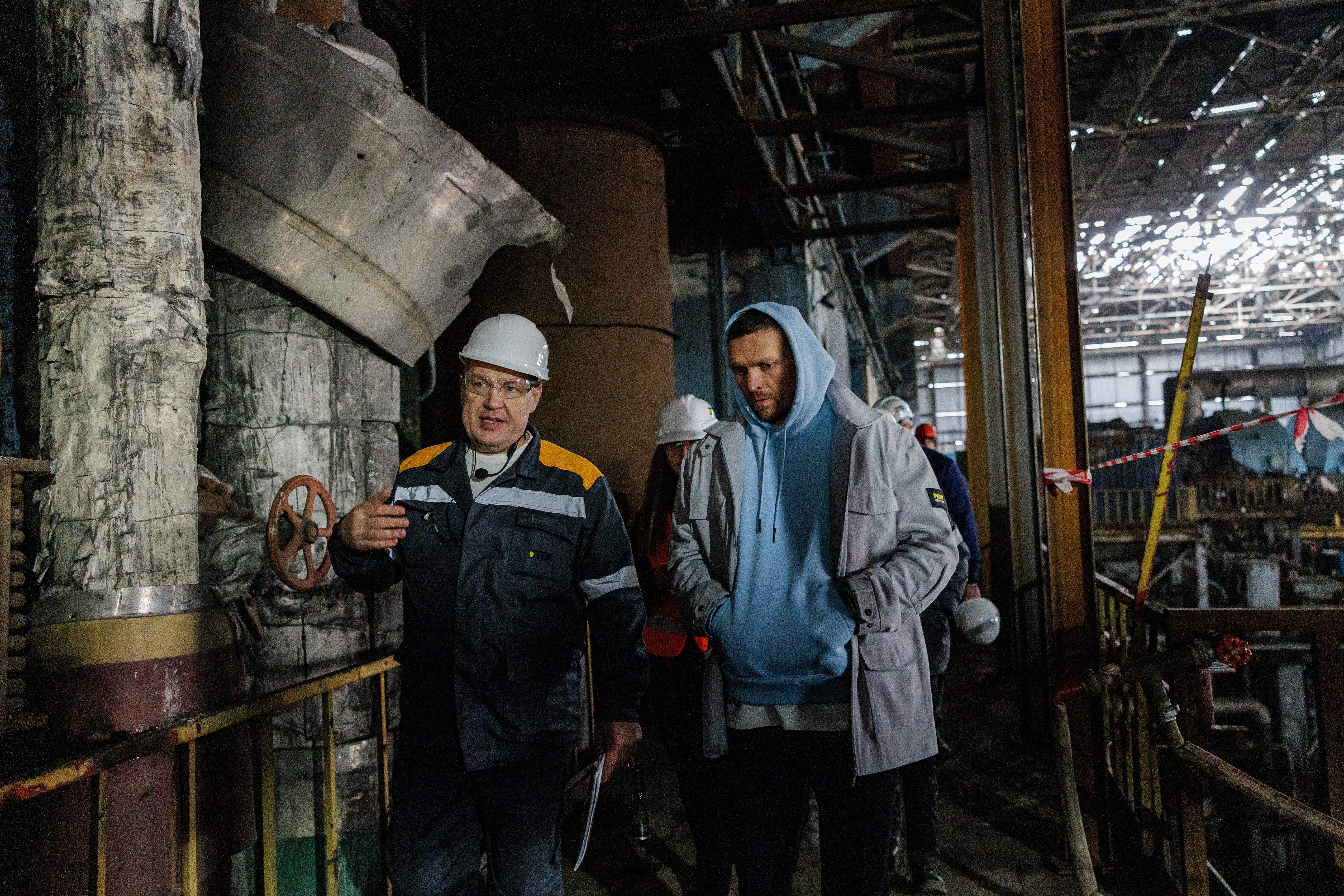 Usyk during his visit to an energy plant in Ukraike