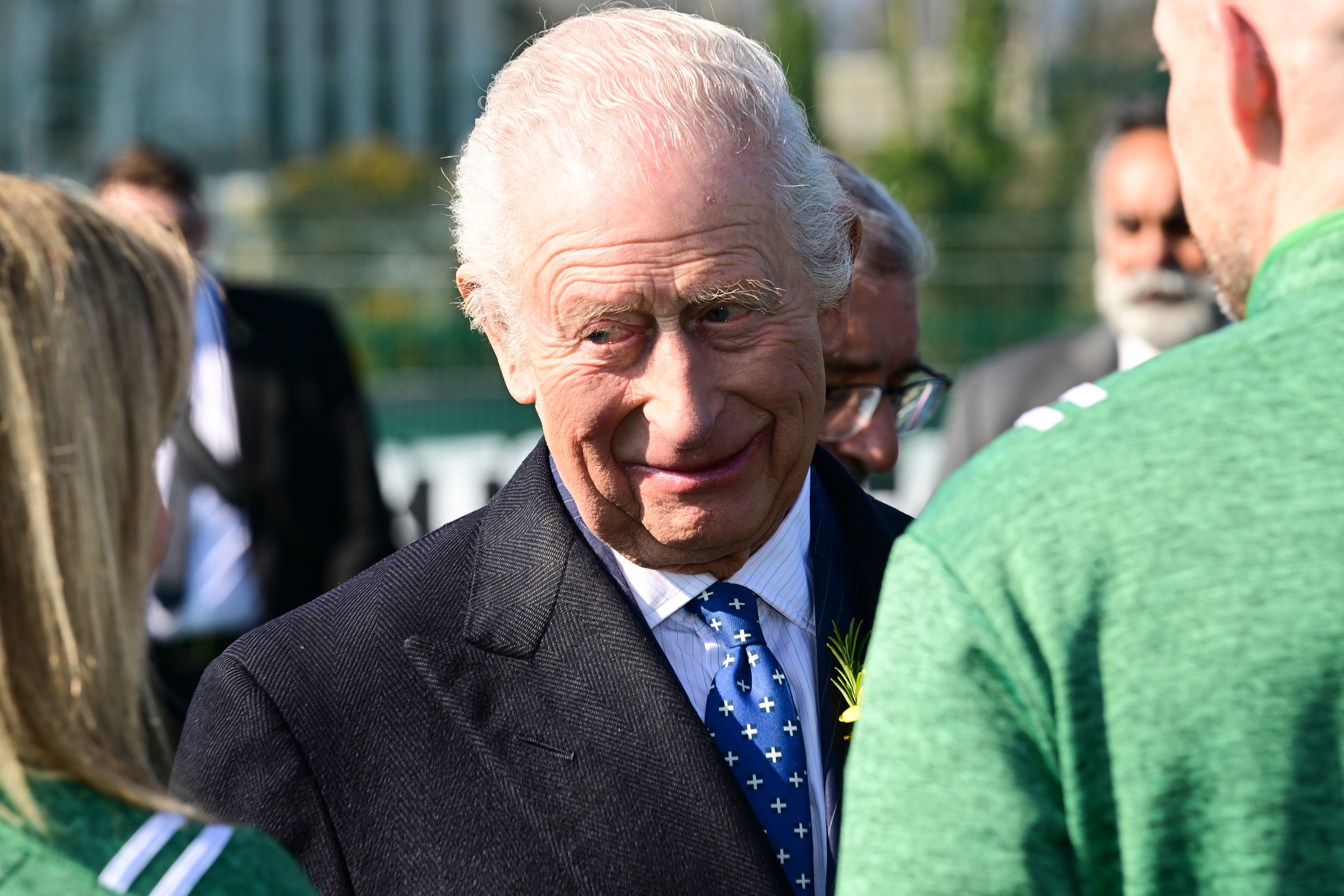 Charles during a visit to the Newforge complex in Belfast (Anthony Harvey/PA)