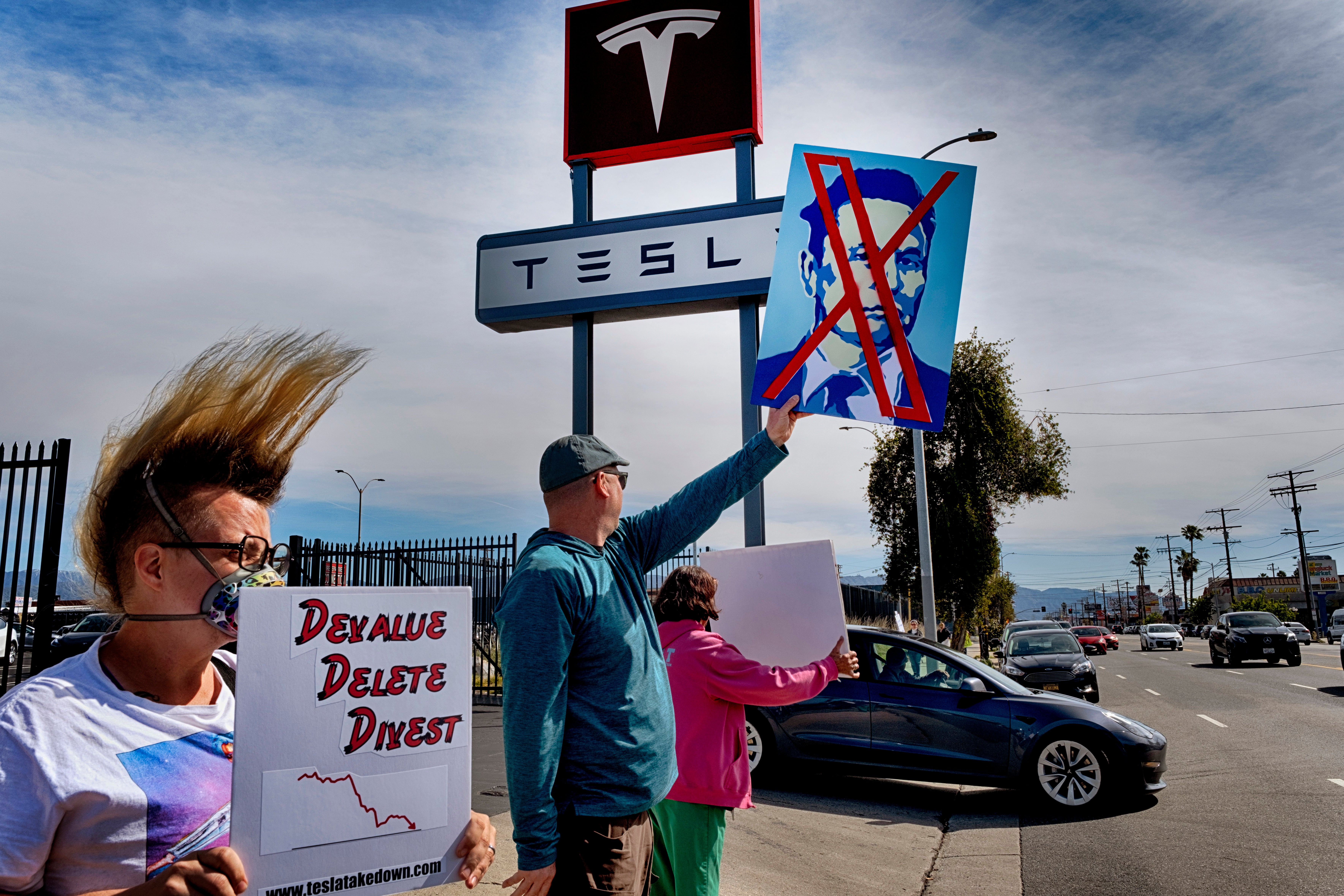 Tesla Musk Protest