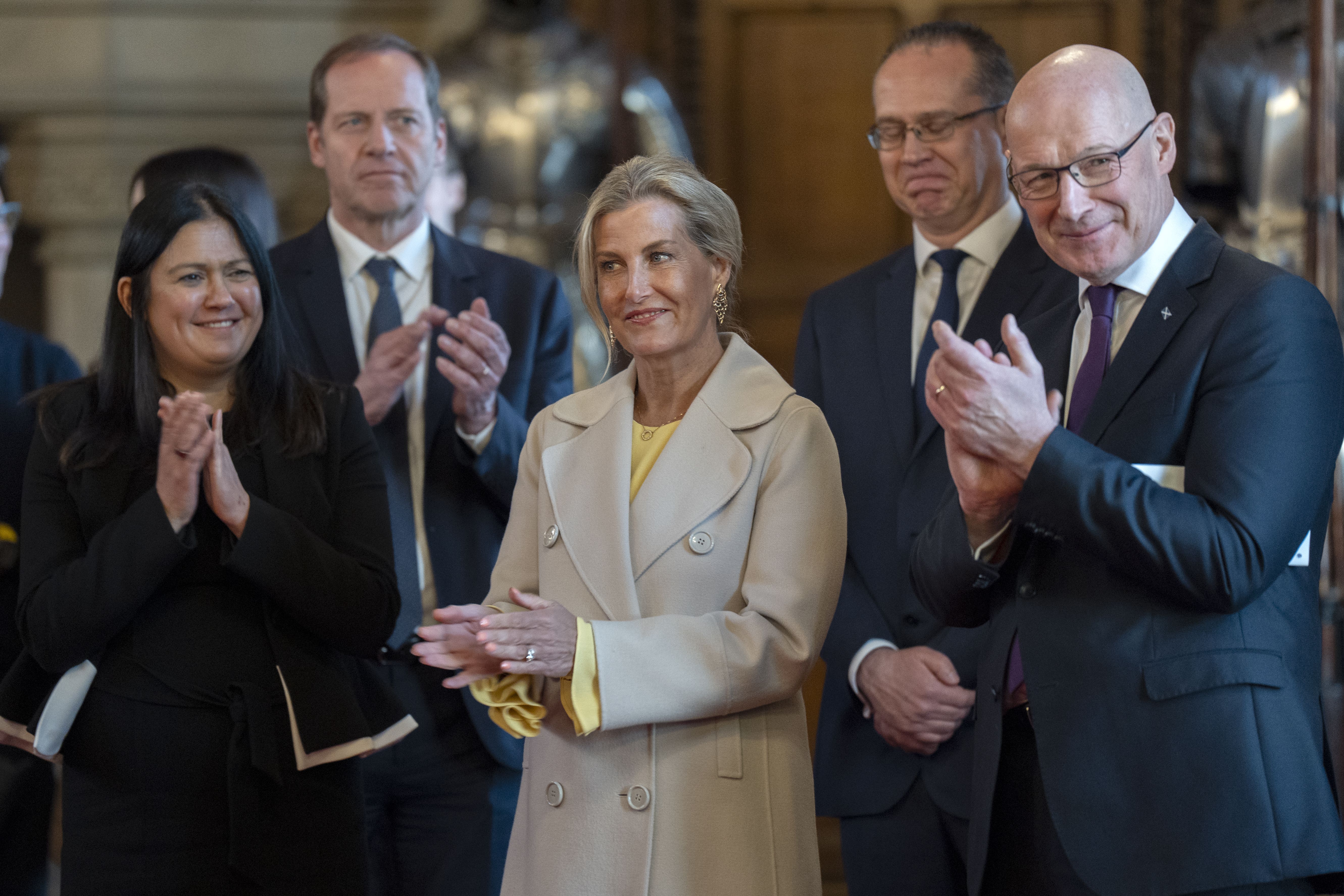Minister for Culture, Media and Sport Lisa Nandy, the Duchess of Edinburgh and First Minister John Swinney at the 2027 Tour de France launch event at Edinburgh Castle (Jane Barlow/PA)