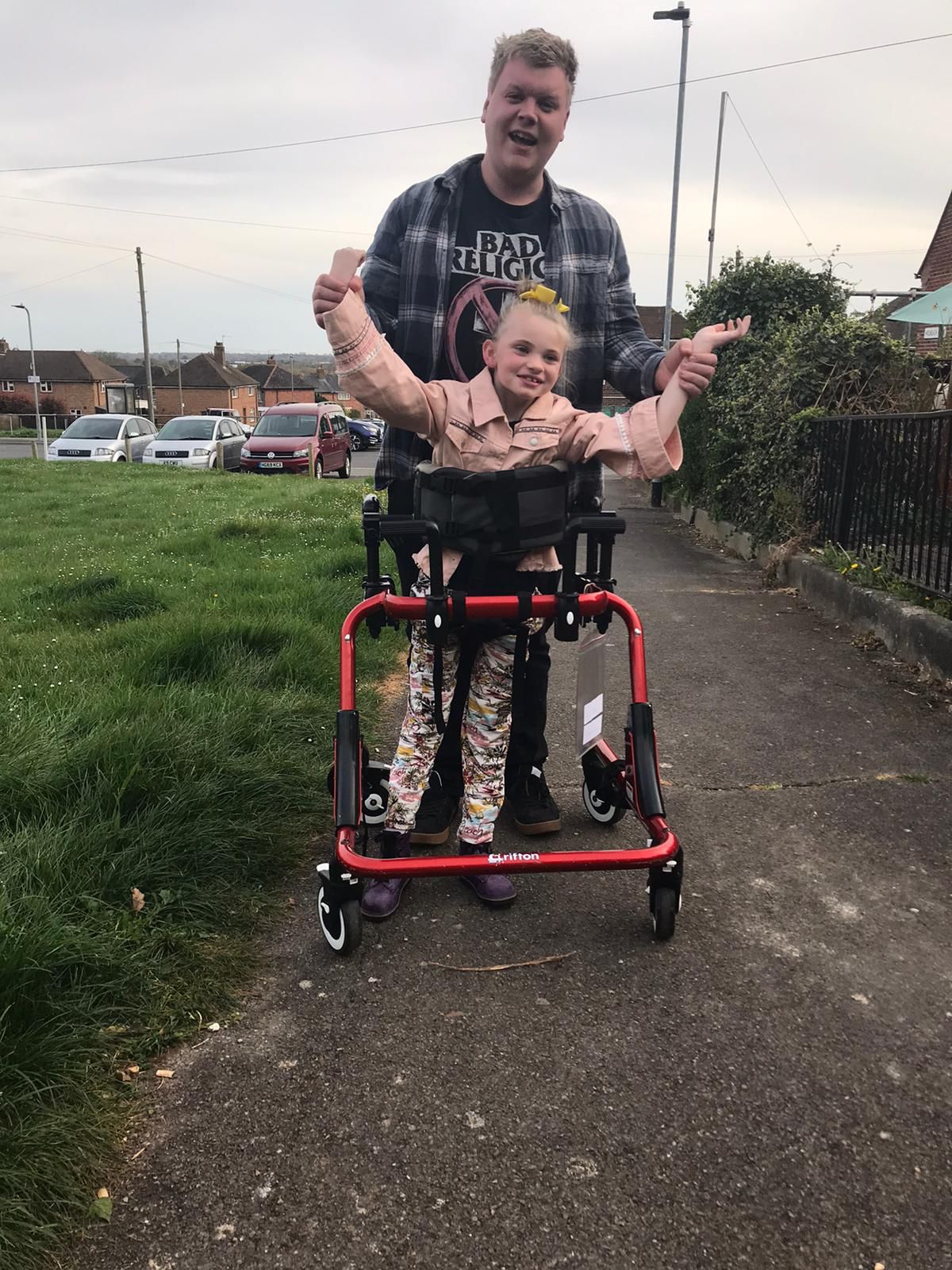 Dan, who came into Lucy’s life when she was aged five, helping Lucy to walk with her standing frame