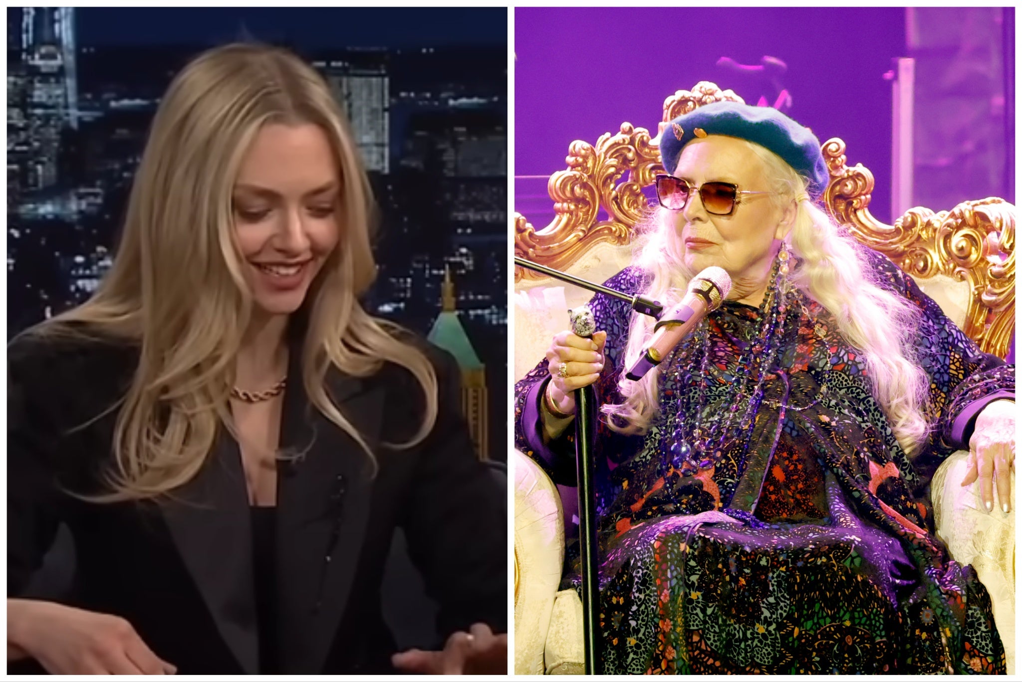 Amanda Seyfried (left) went viral for her cover of Joni Mitchell's 'California'