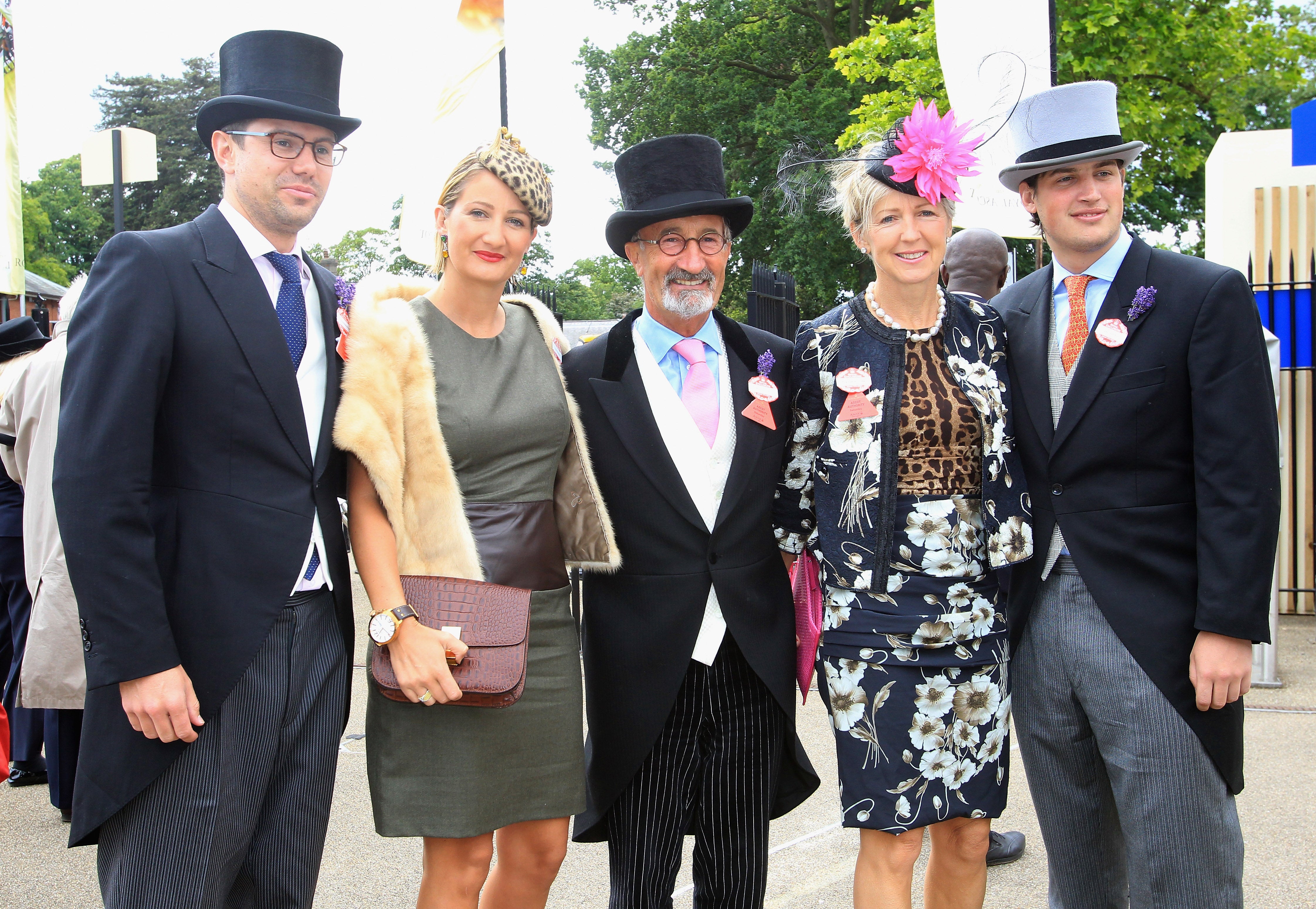 Eddie Jordan and wife Marie Jordan (Middle Left) pose with his children during day five of Royal Ascot at Ascot Racecourse on June 18, 2011.