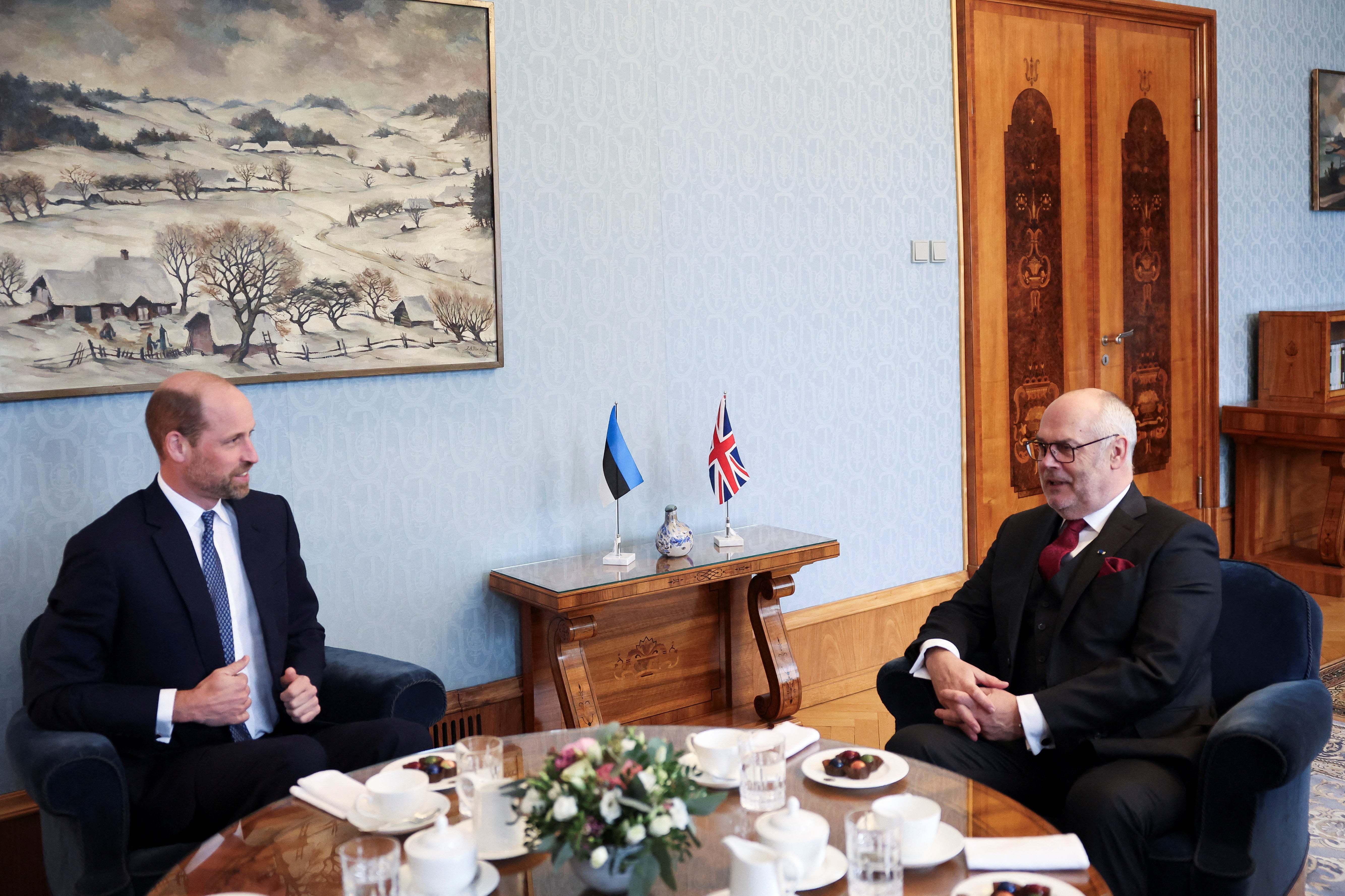 The Prince of Wales met Estonian president Alar Karis at the Estonian presidential office in Tallinn