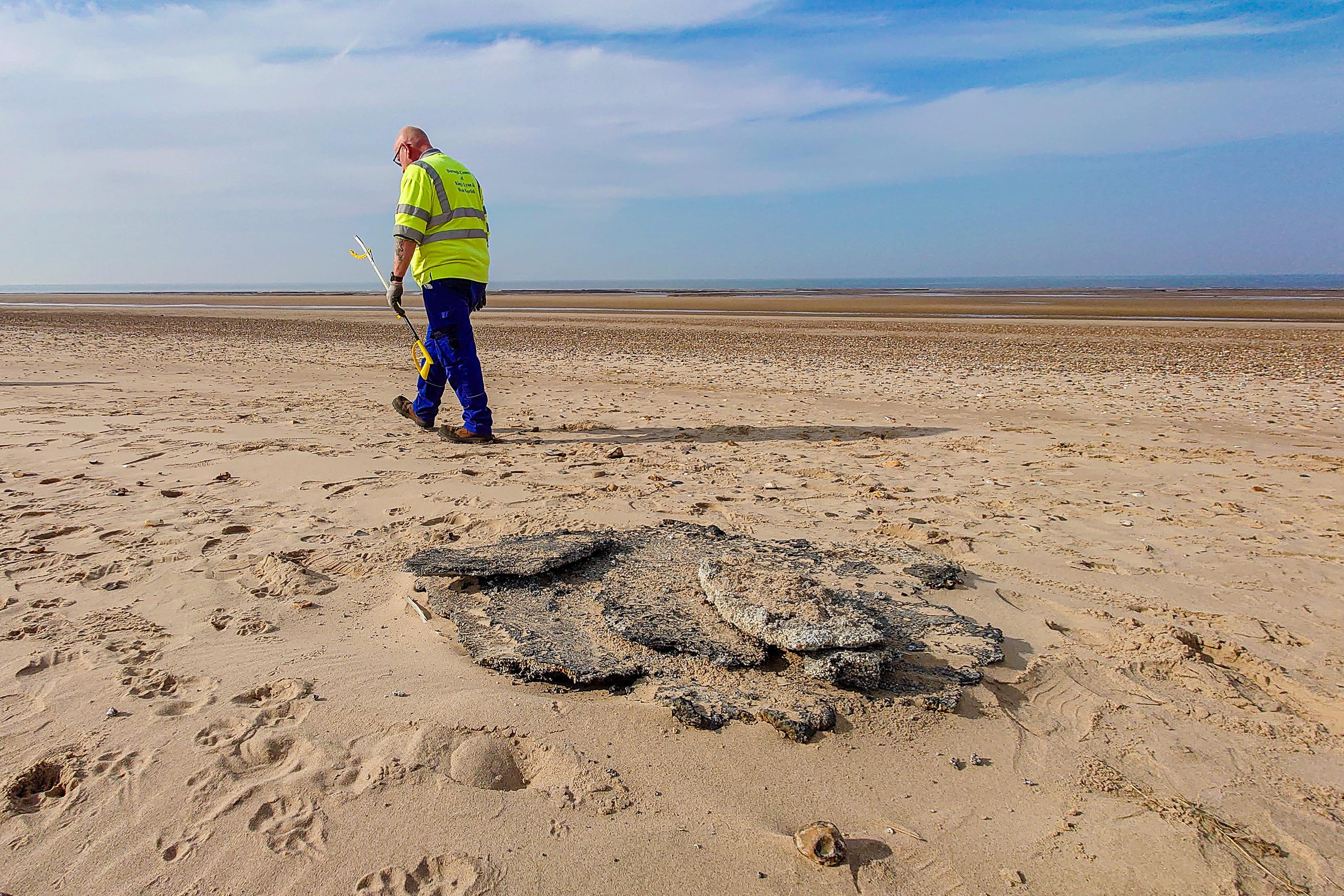 A clean-up is under way on Holme Beach, Norfolk (Borough Council of King’s Lynn and West Norfolk/PA)