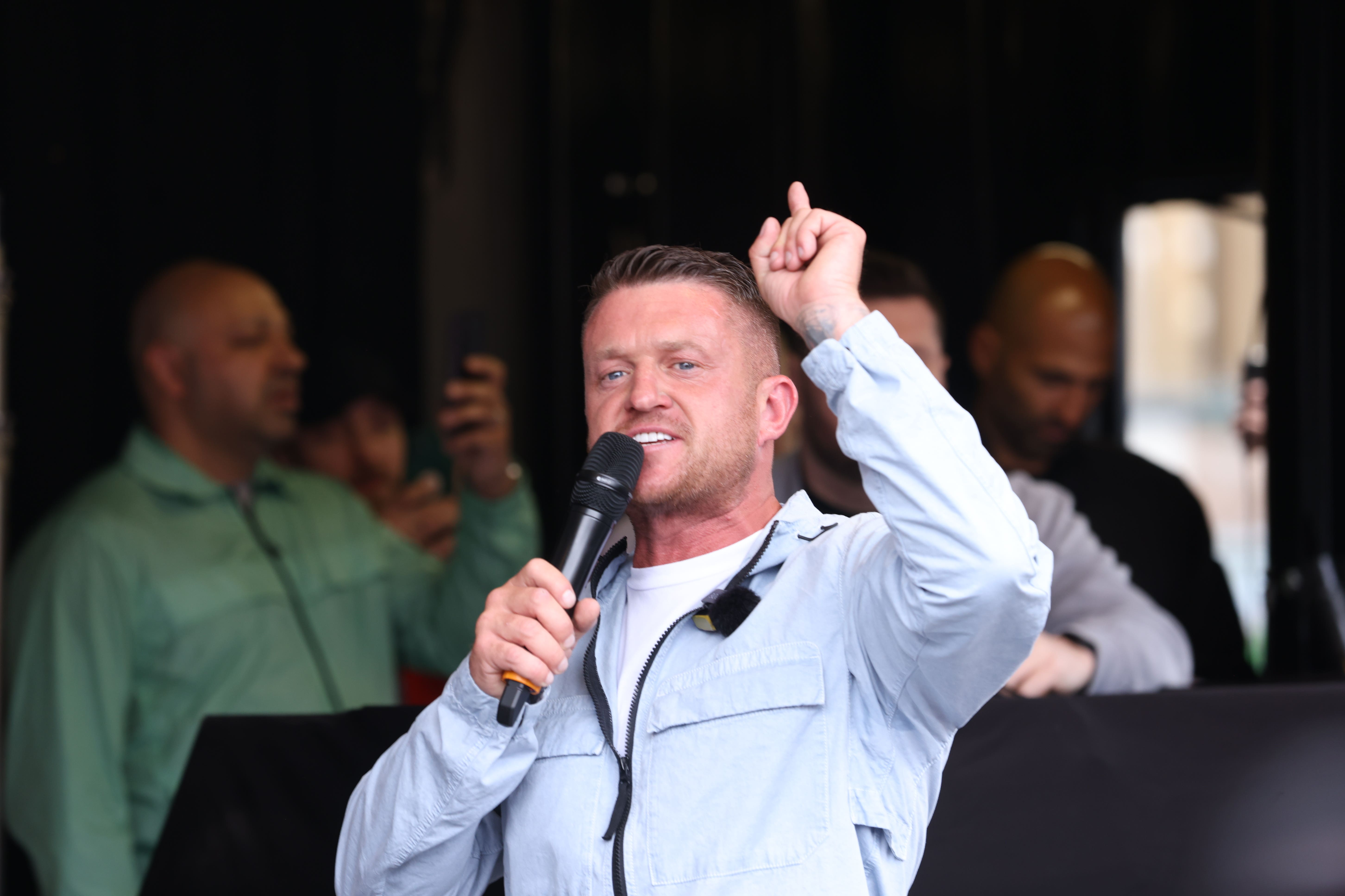 Tommy Robinson at a protest in June 2024