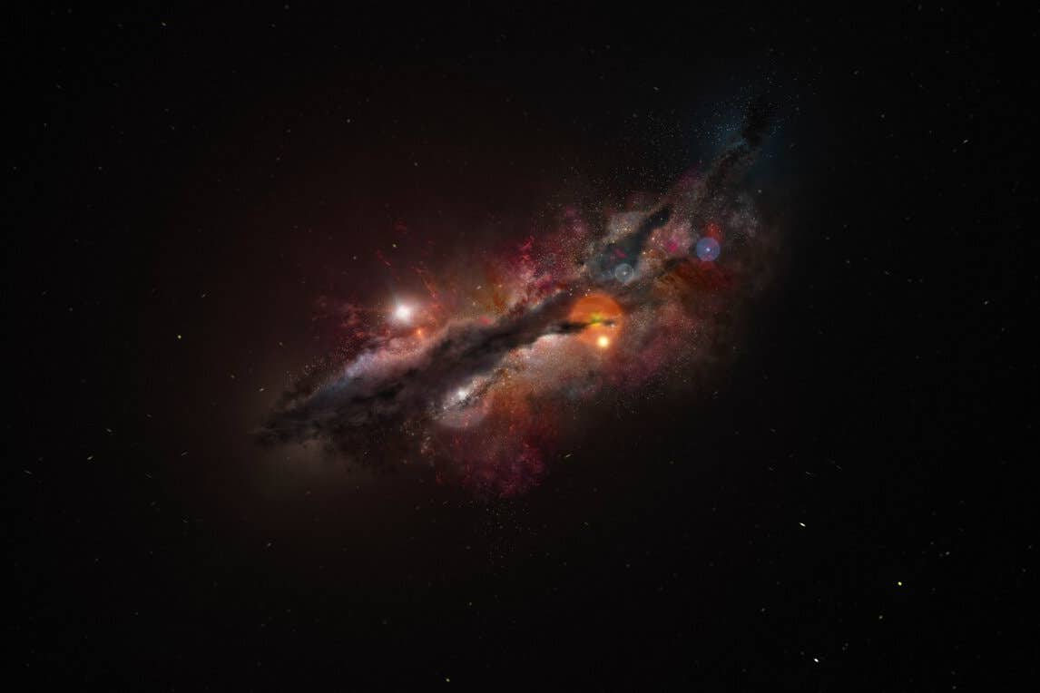 Handout of an artist’s impression of Jades-GS-z14-0, which as of today is the most distant confirmed galaxy (PA)