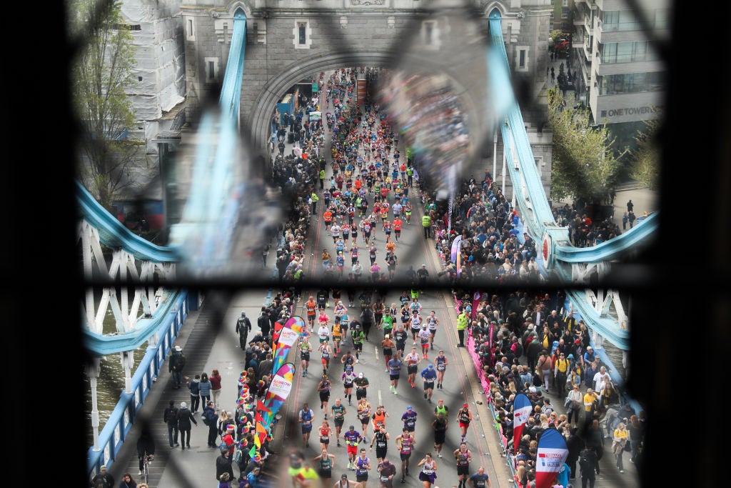Runners crossing Tower Bridge in the 2024 edition
