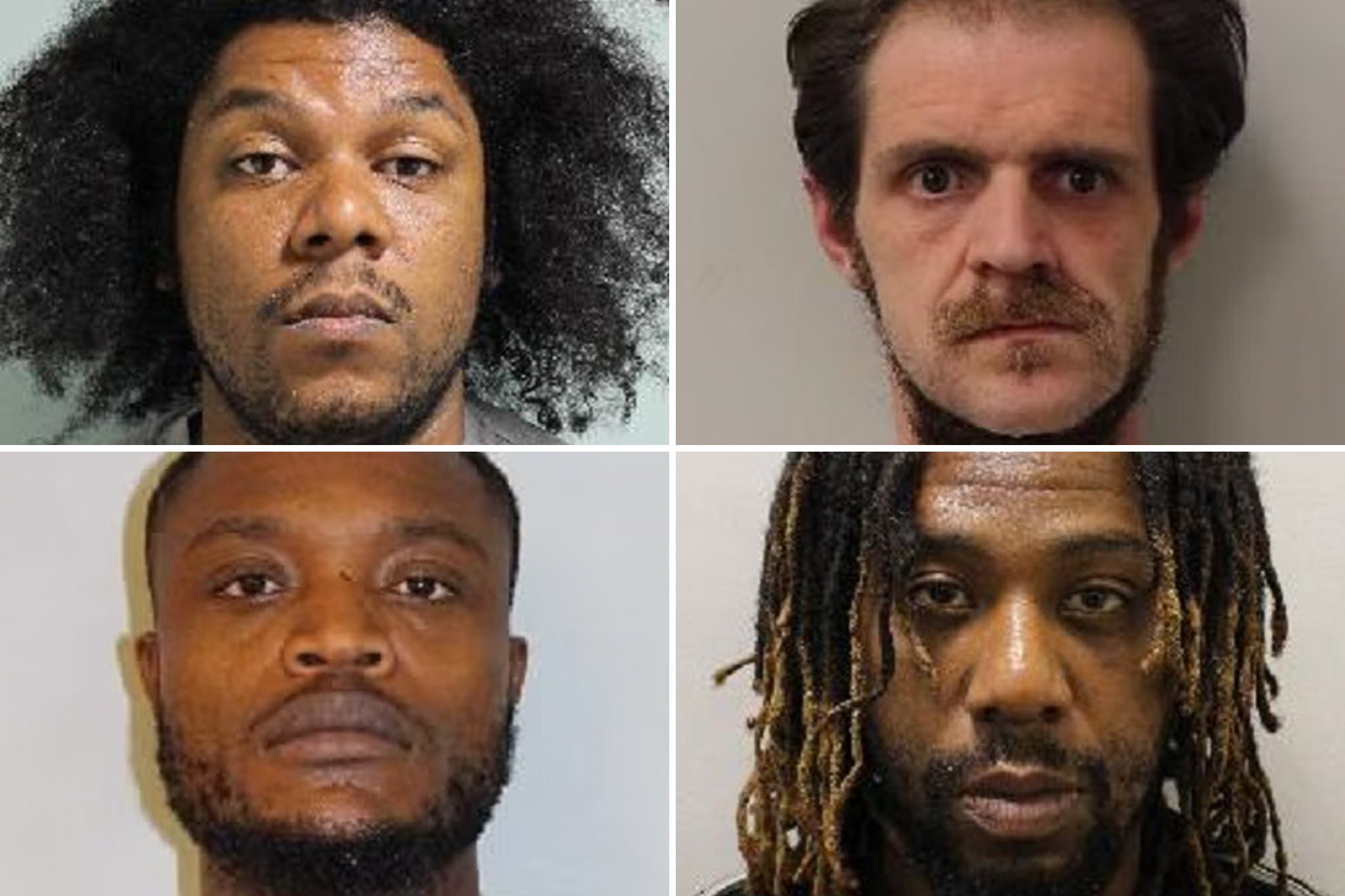 Clockwise from top: Louis Collins, Adam Baillie, Jason Phinn and Kennith Ebbah have been jailed after being tracked via the Met’s V100 initiative