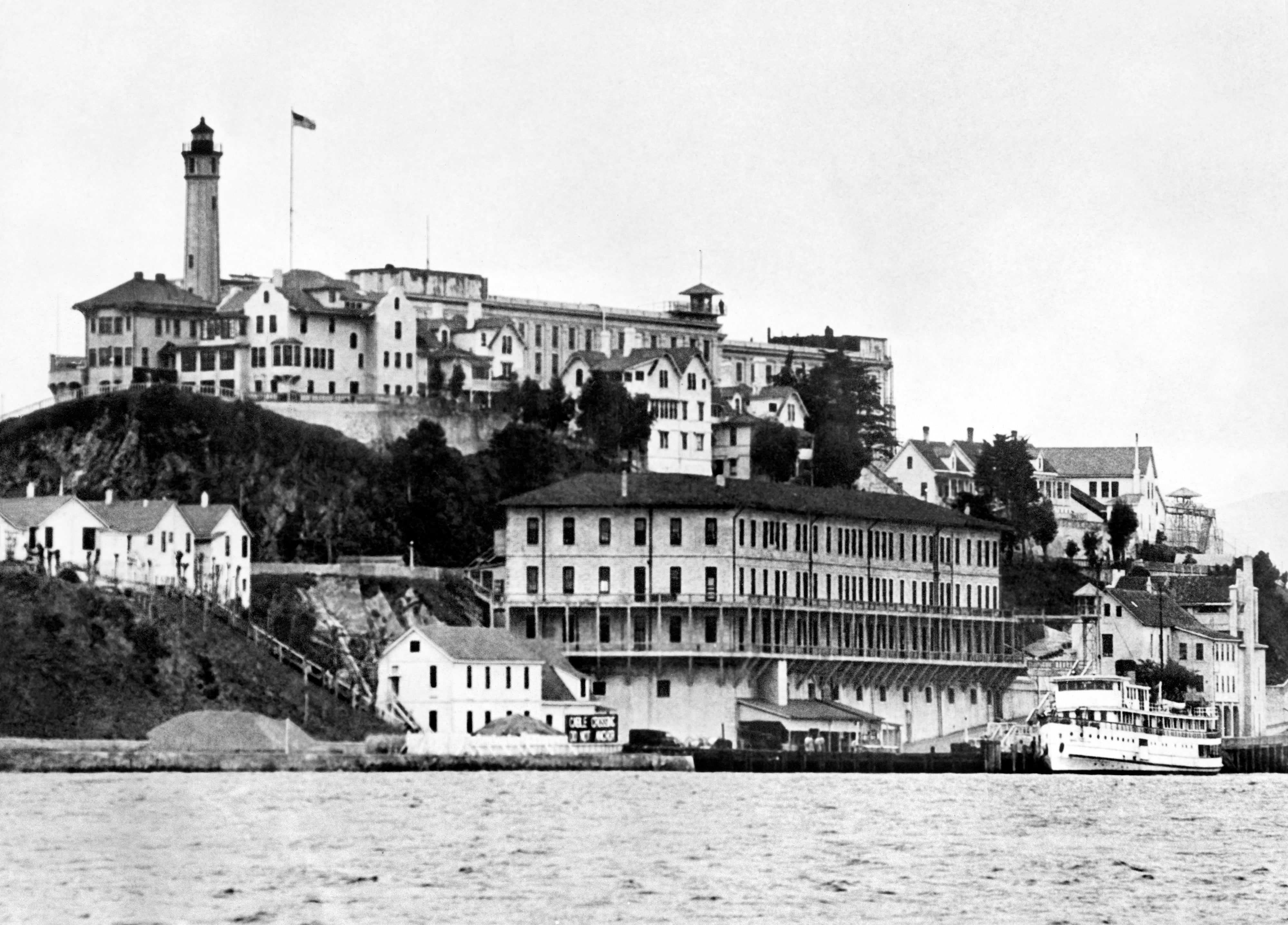 Alcatraz Island in the 1930s, during its time housing a maximum-security prison