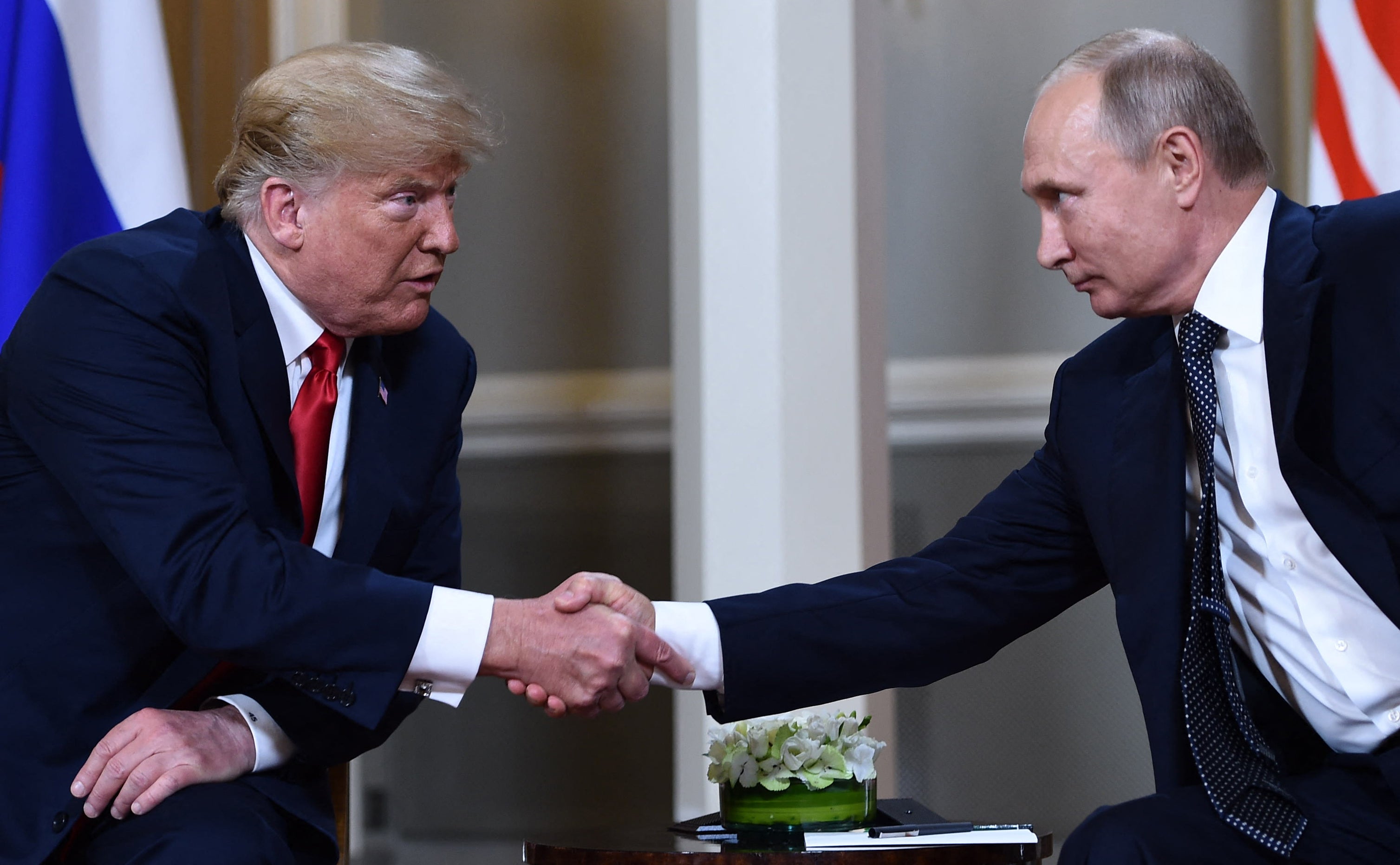 Donald Trump and Vladimir Putin in Helsinki in July 2018