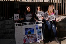 Family of Menendez brothers wave off prosecutor criticism and lead rally for their release