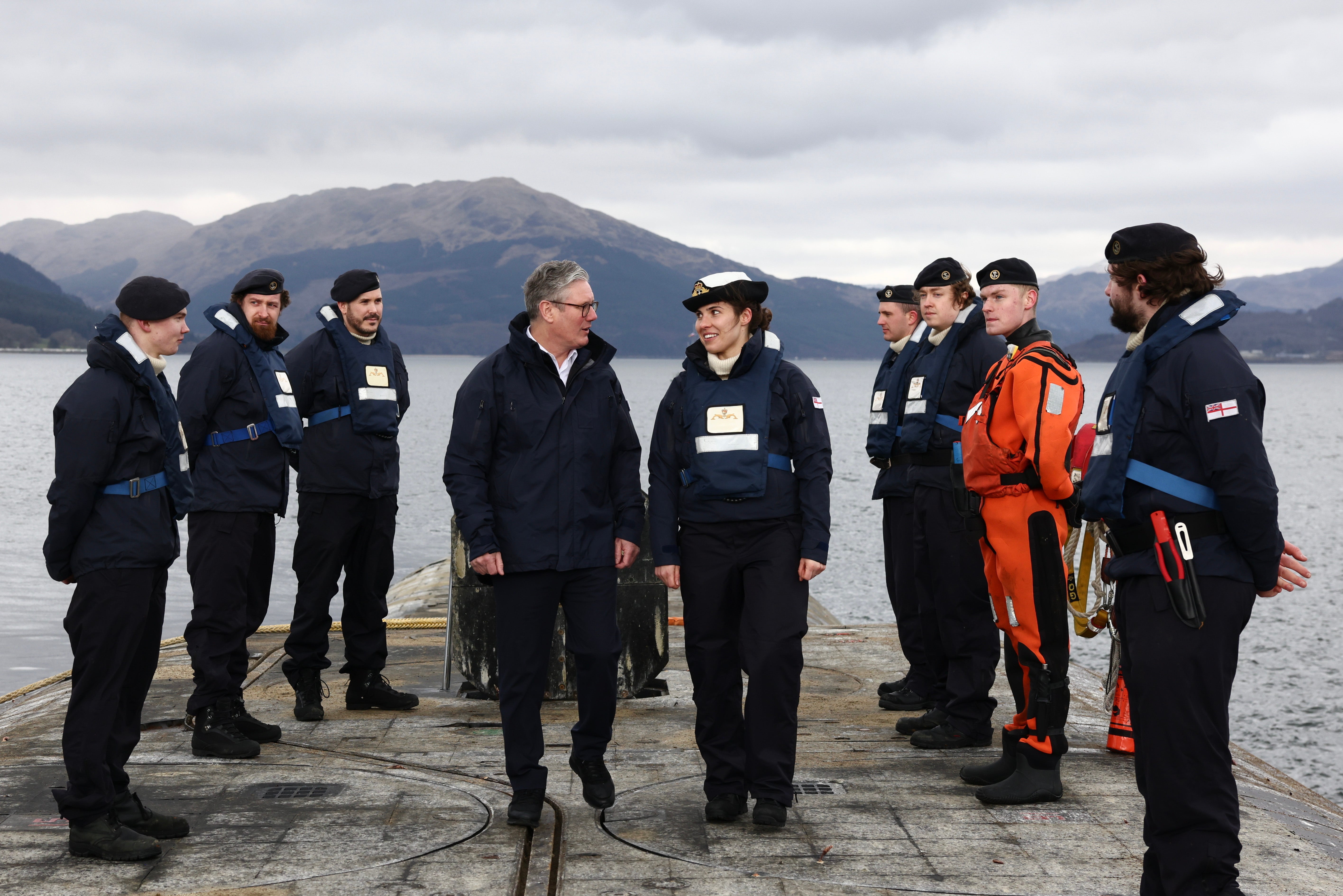 The PM met with submariners and their families as they returned to shore after months at sea
