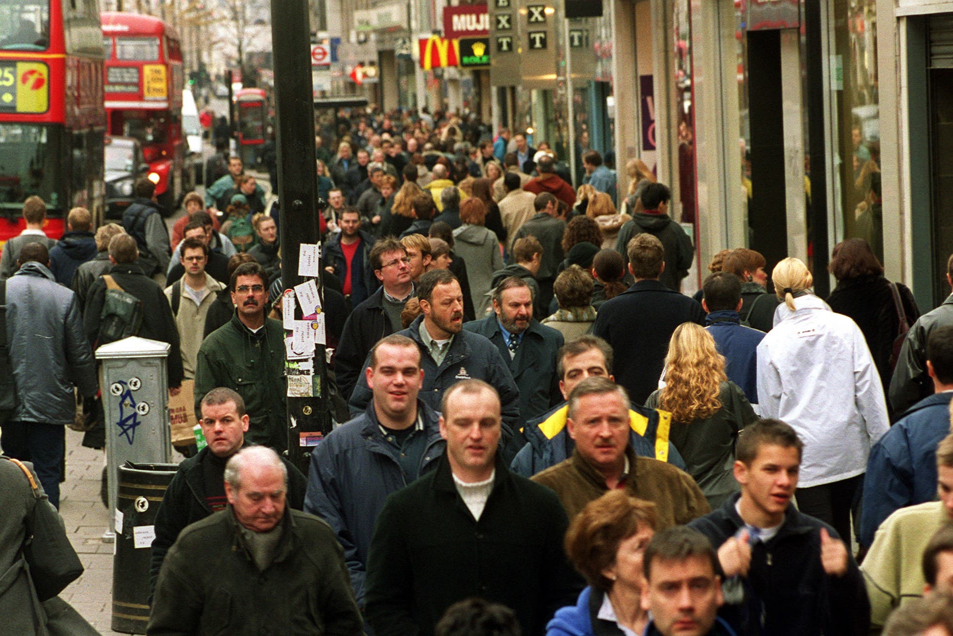 Shoppers on Oxford street in central London (PA)