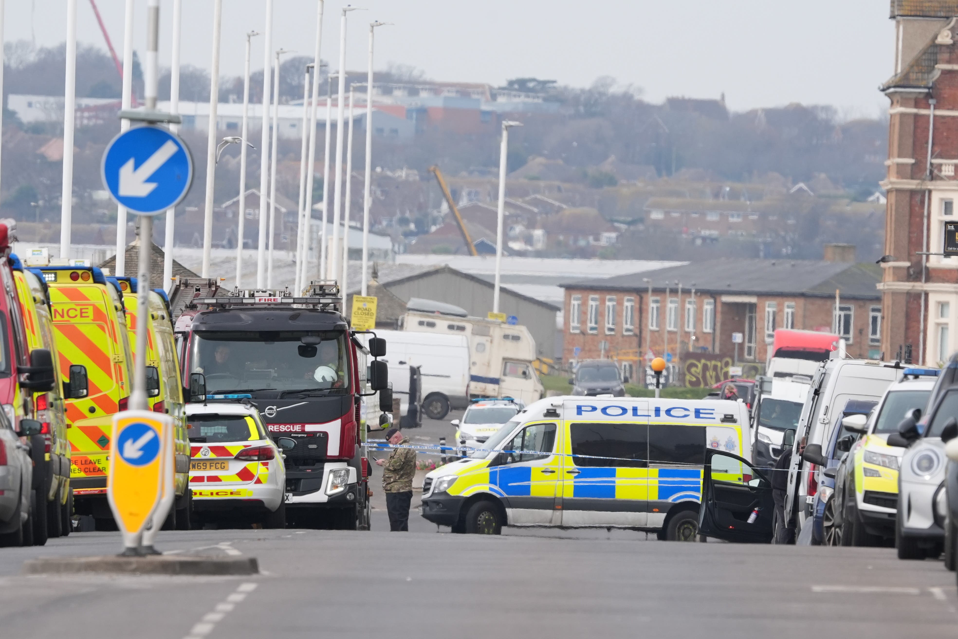 Emergency services at the scene on the A259 Marina (Gareth Fuller/PA)