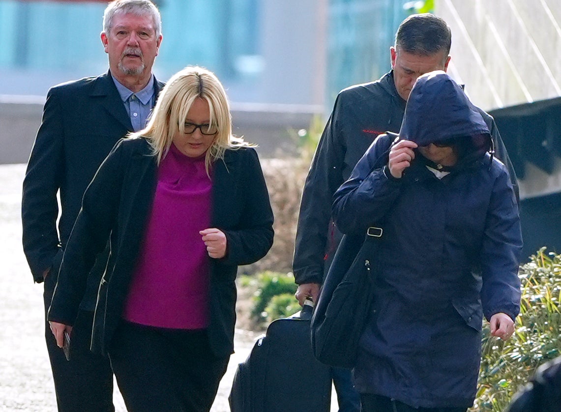 Joanne Sharkey (right) arrives at Liverpool Crown Court for sentencing on Friday