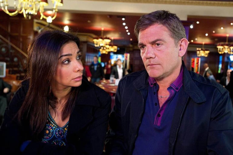 Gulati as Sunita and John Michie as Karl Munro in 'Coronation Street'