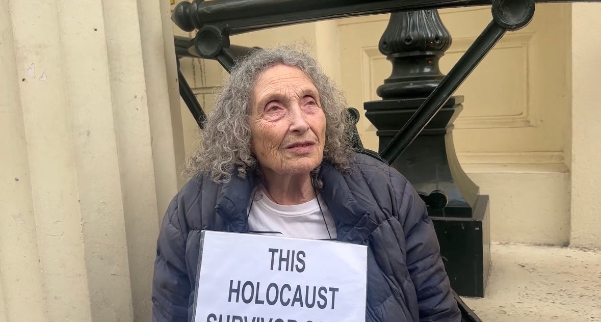 Holocaust survivor Dr Agnes Kory was also among those supporting Mr Kapos outside Charing Cross Police Station on Friday and issued a strong condemnation of Israel’s attack on Gaza