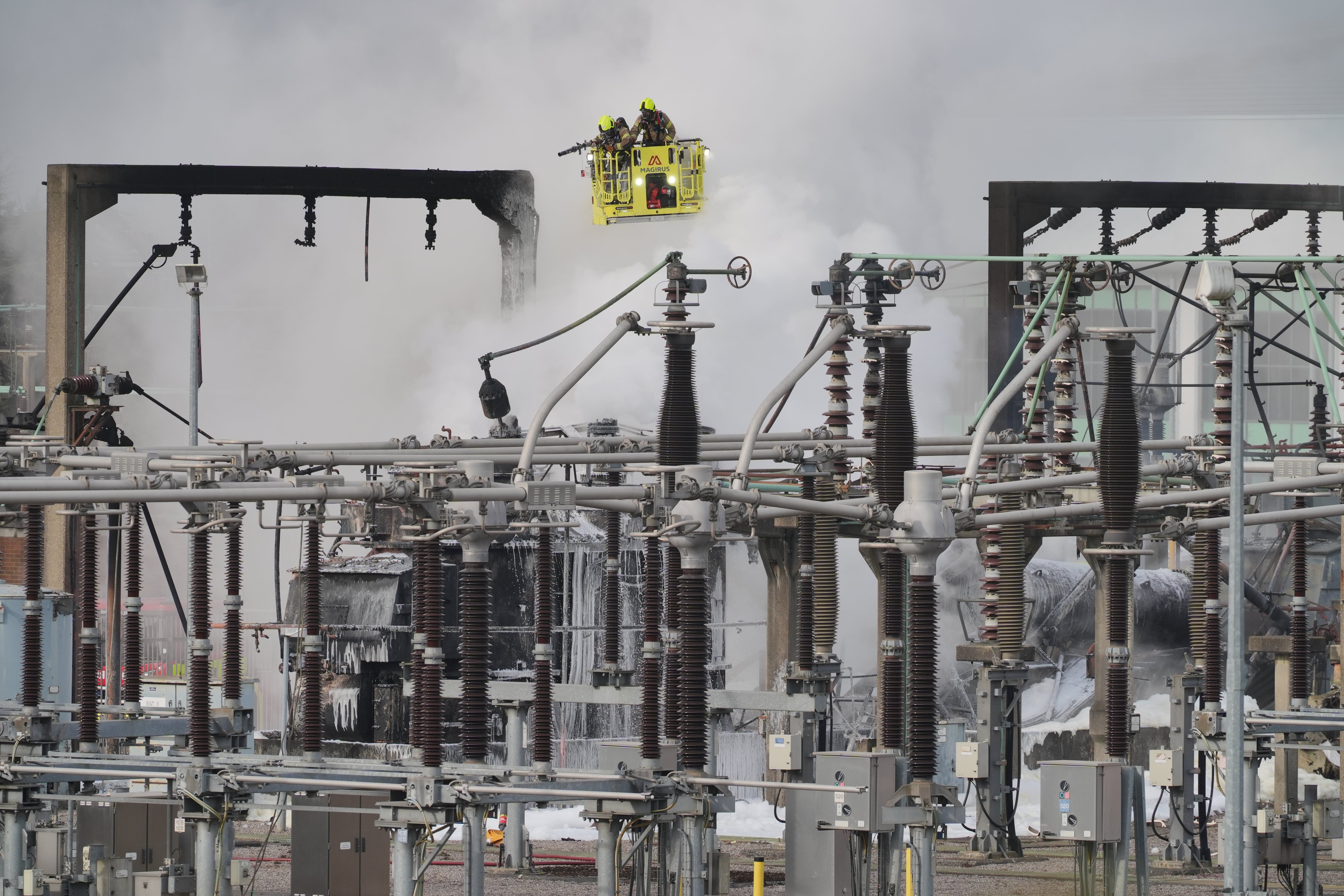 Firefighters at the North Hyde electrical substation which caught fire