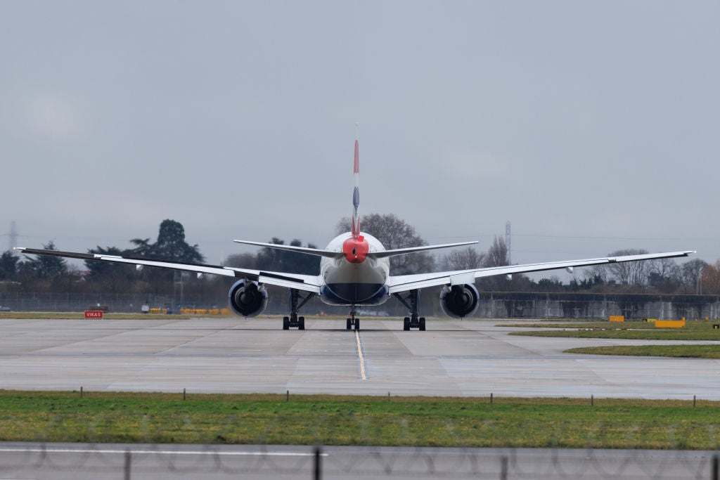 A British Airways plane taxis at Heathrow