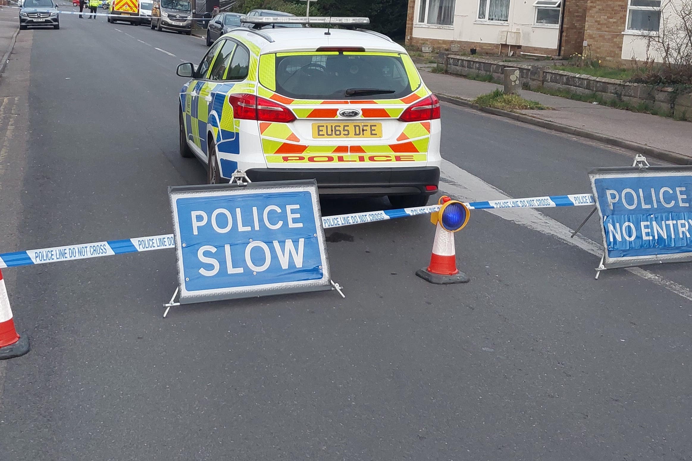 Police cordon on the scene in Clacton following the death of a woman (Essex Police/PA)