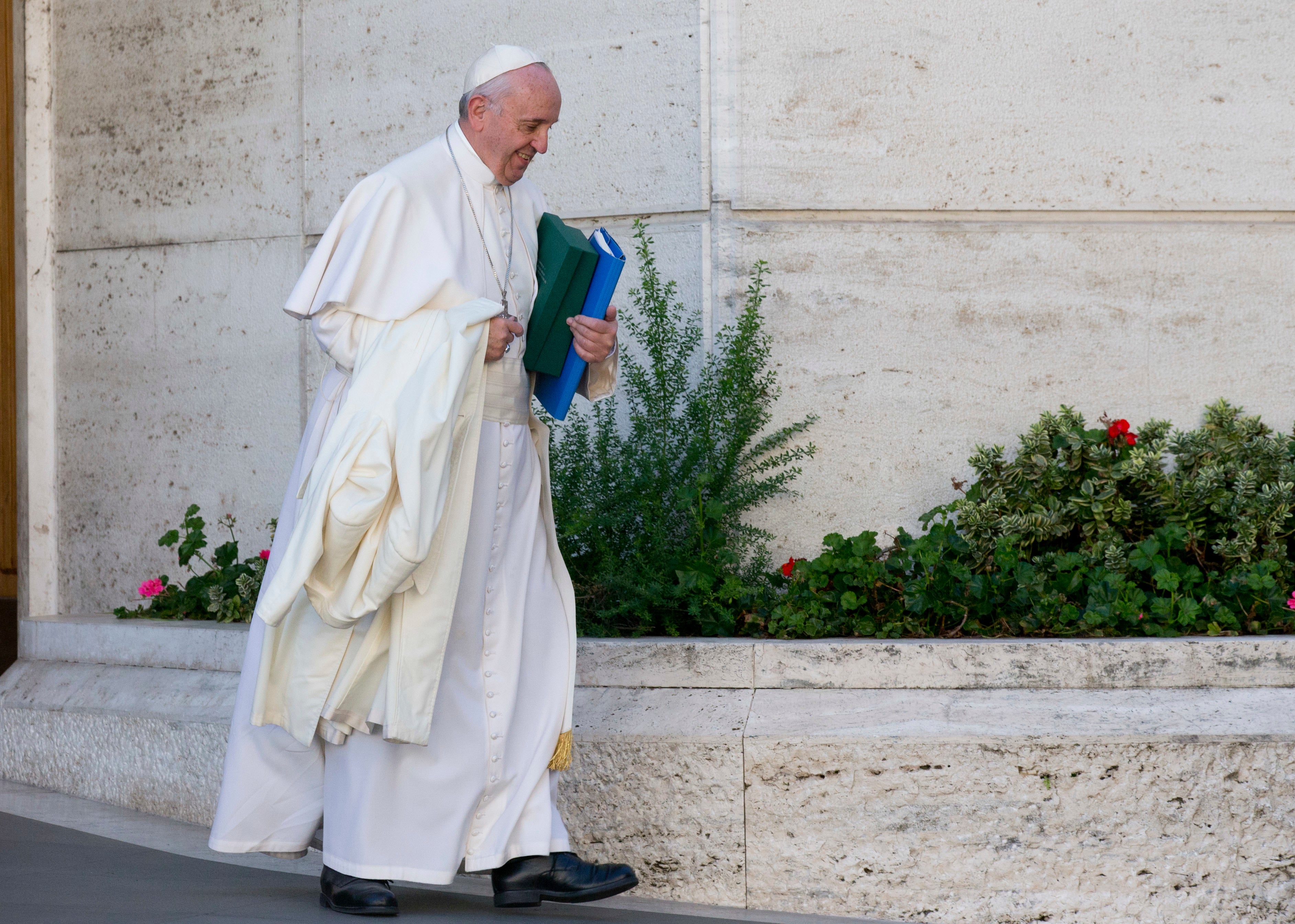Pope Francis pictured in 2015. He fell ill on 14 February with double pneumonia