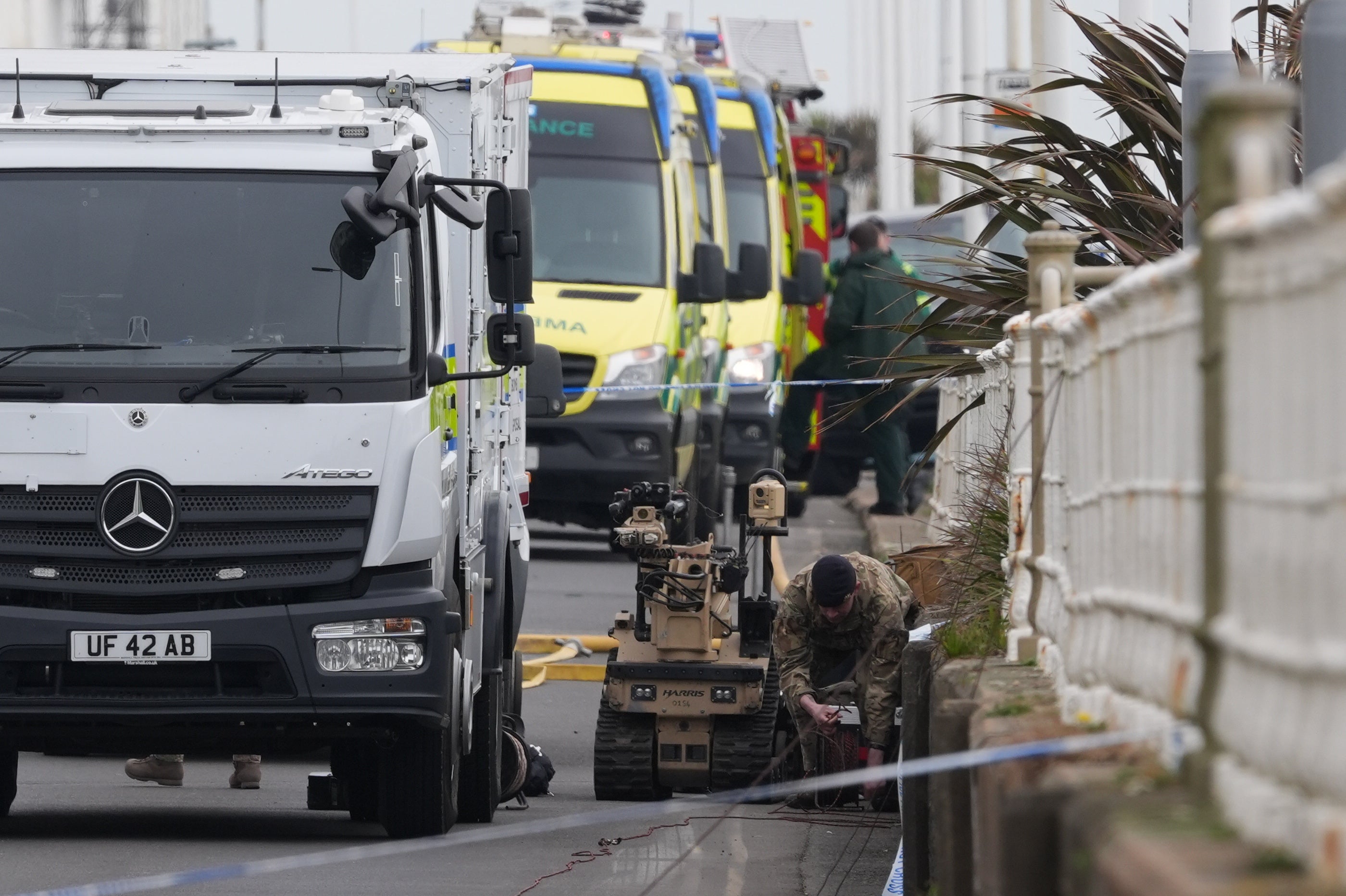 Emergency services at the scene on the A259 Marina