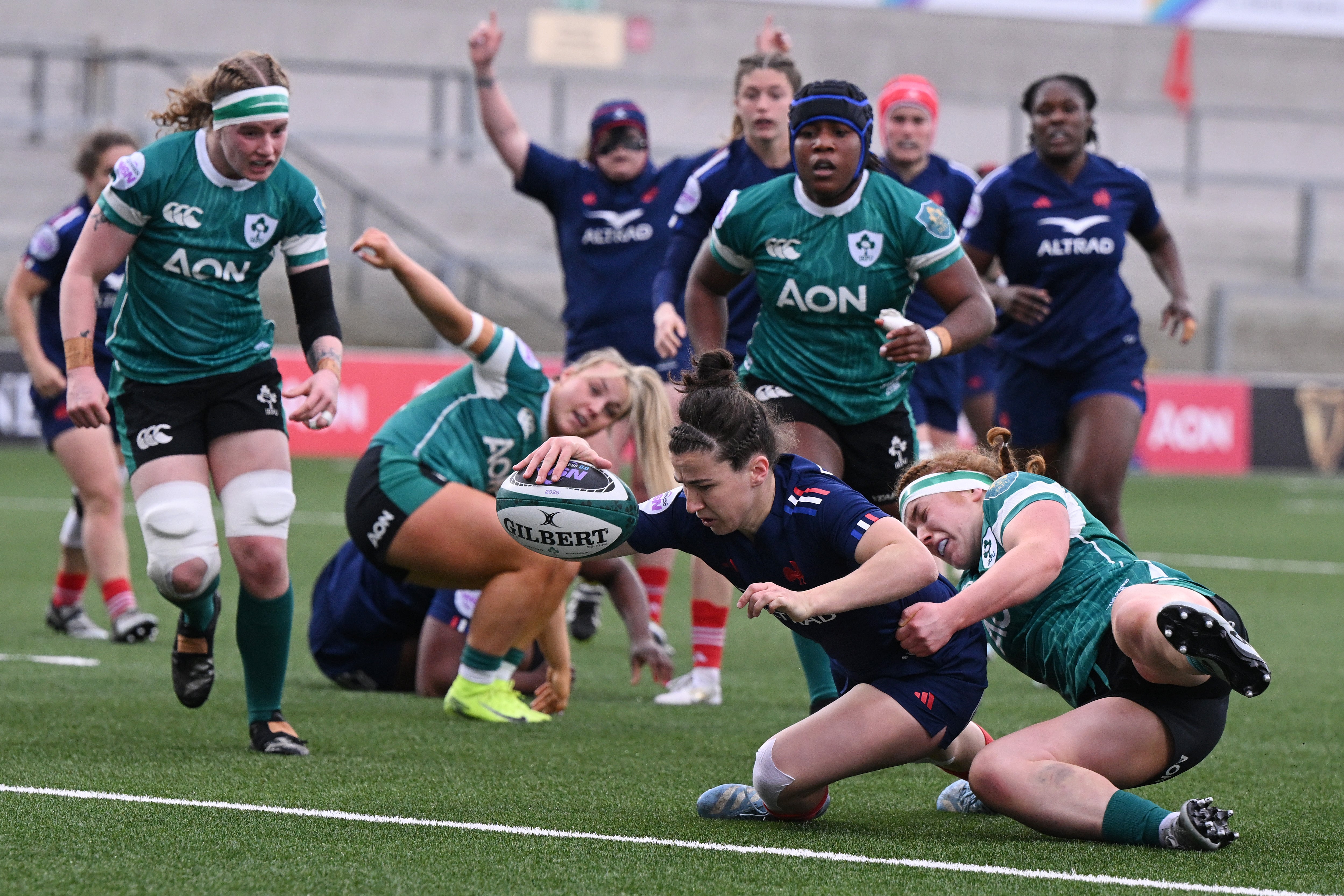 Gabrielle Vernier scored but was later sent off on her 50th cap