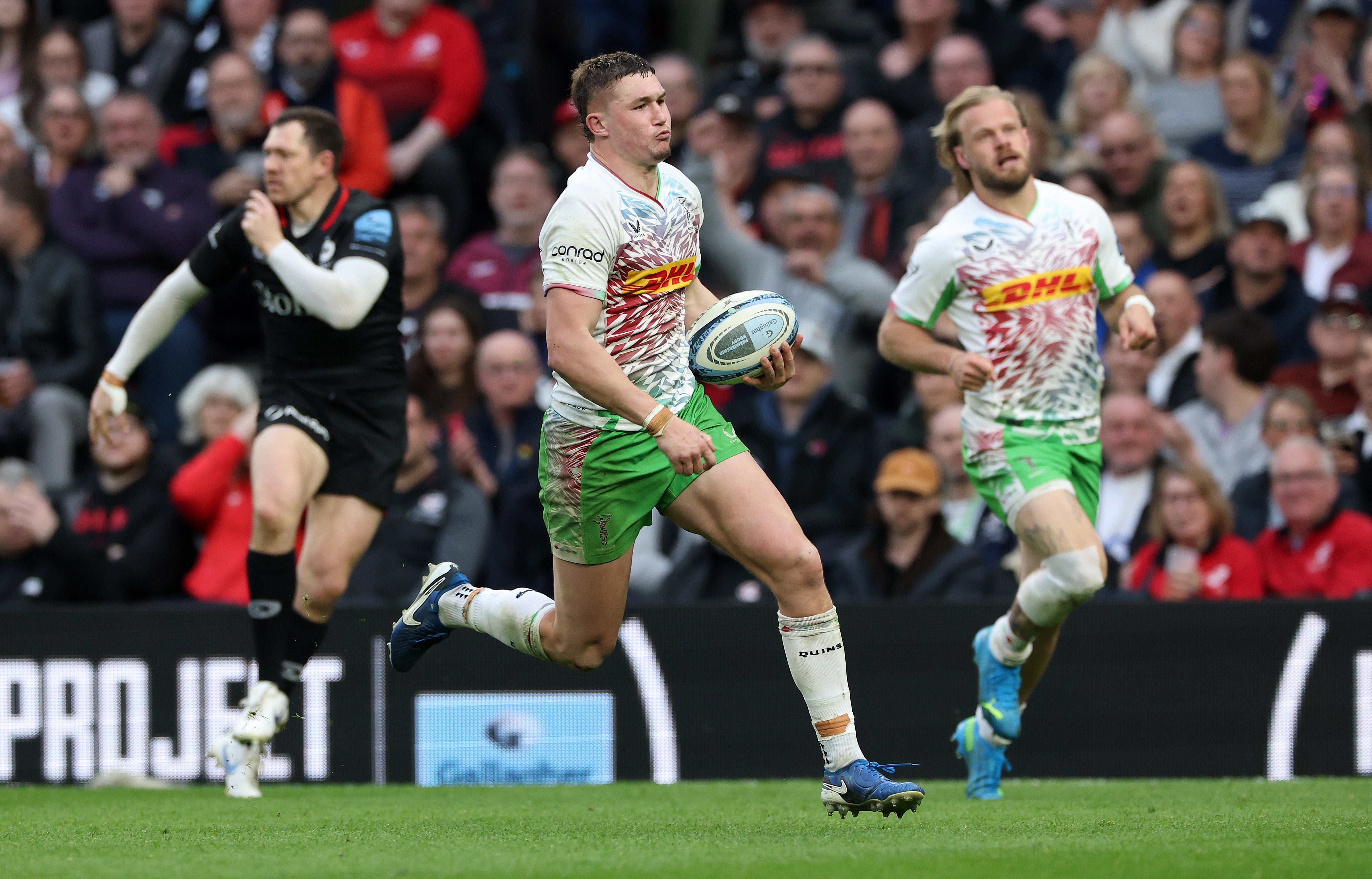 Ben Waghorn went over for one of Harlequins' tries at the Tottenham Hotspur stadium